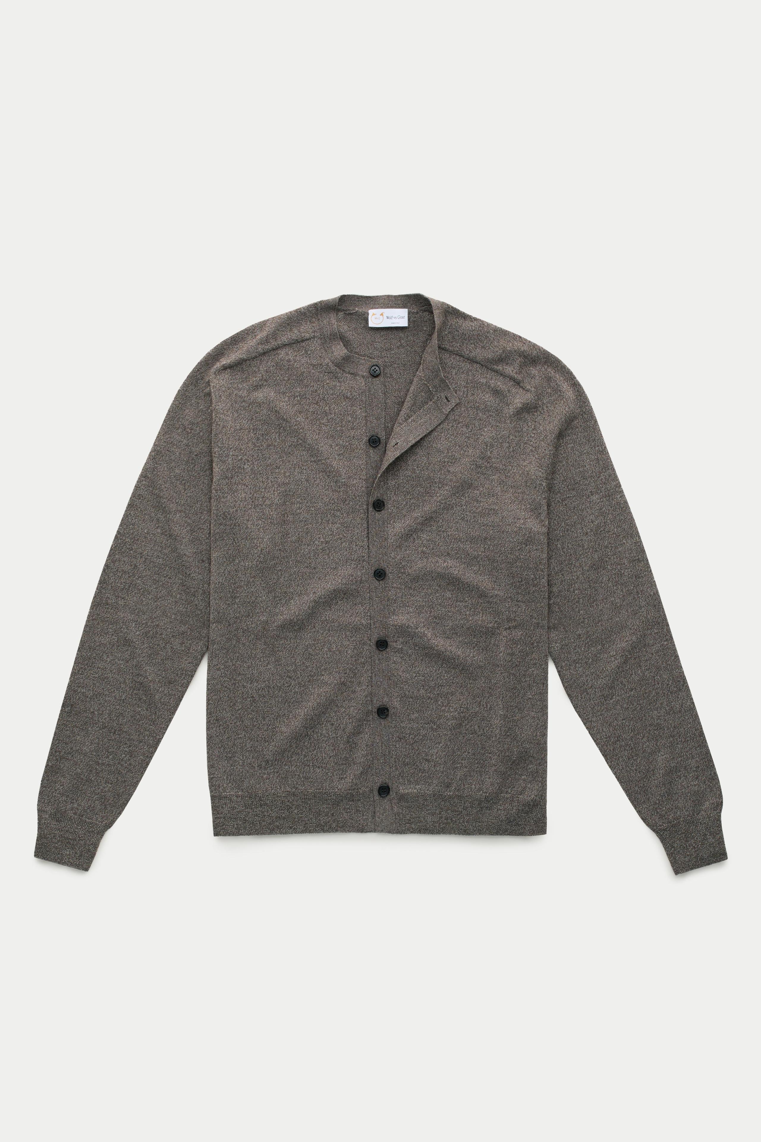 Long Sleeve Wool Knitted Cardigan Salt and Pepper