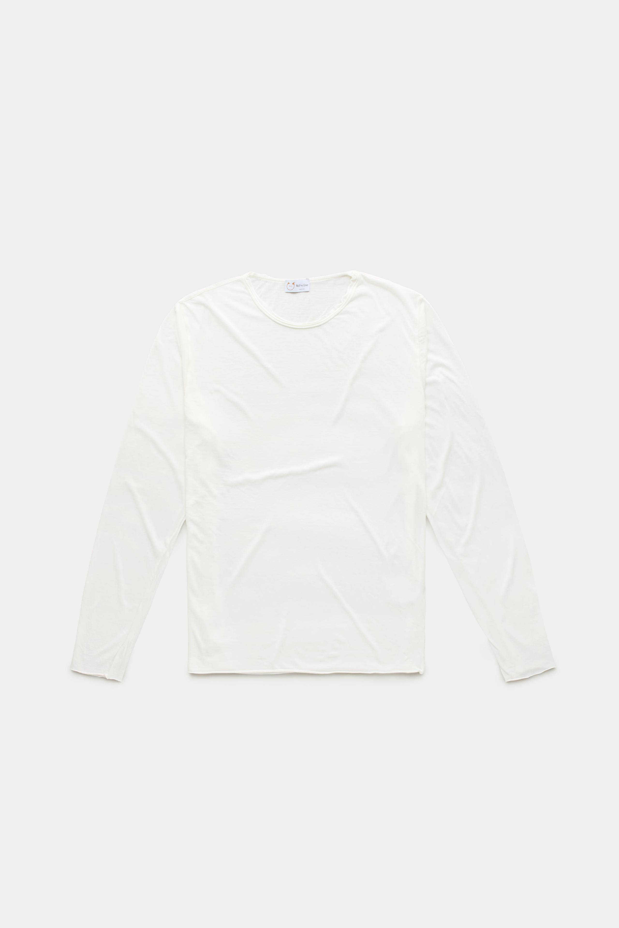 Light Weight Bamboo Sorona Long Sleeve Roll Neck T-Shirt Cloud Dancer