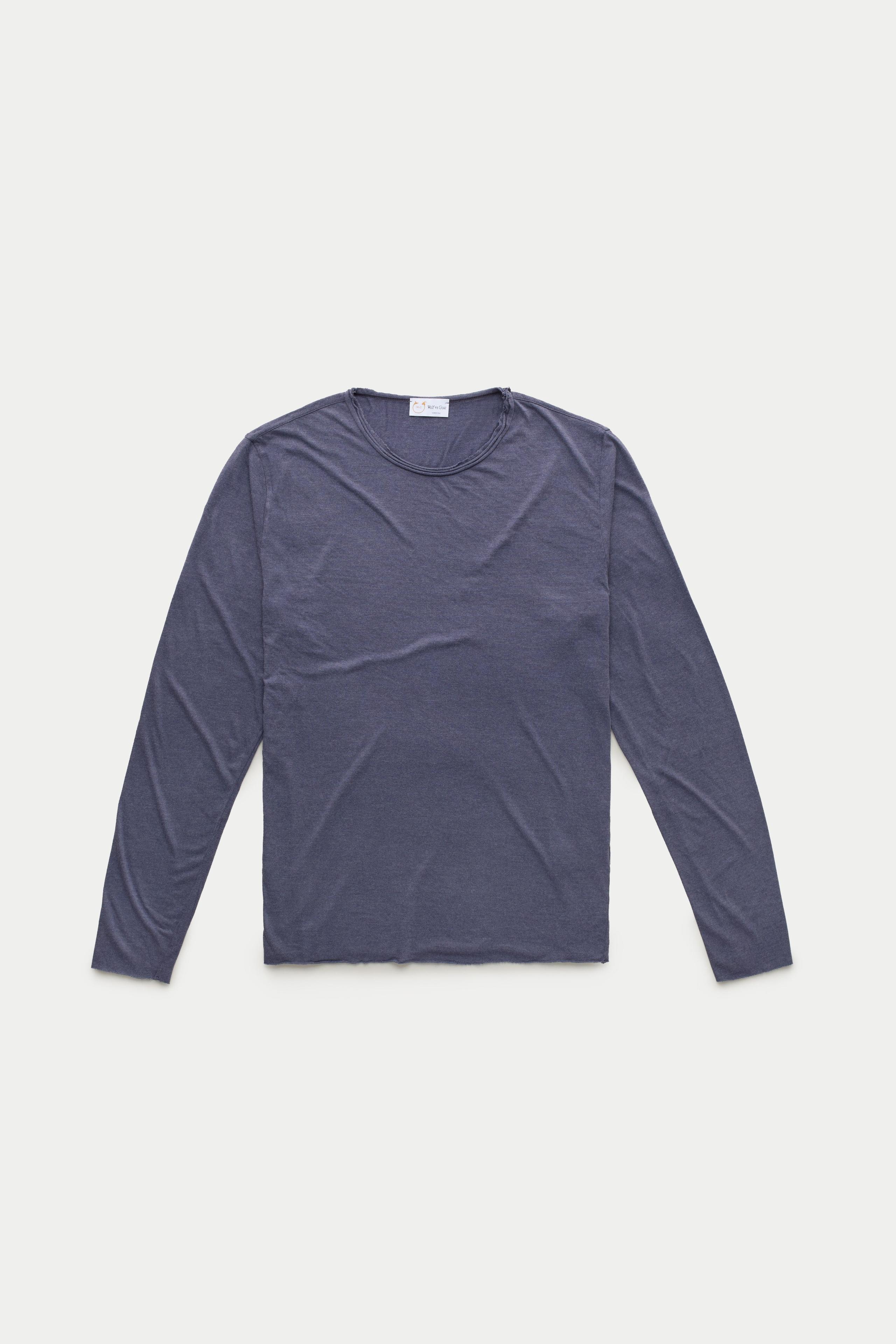 Light Weight Bamboo Sorona Long Sleeve Roll Neck T-Shirt Baritone Blue