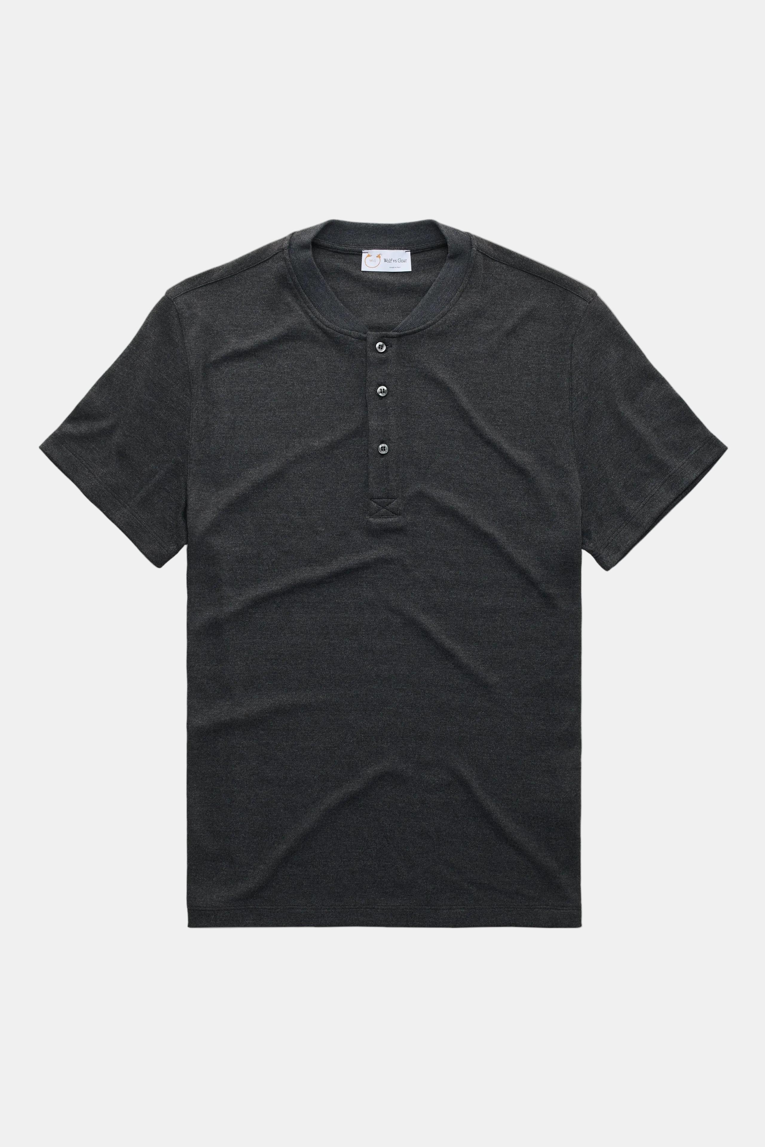 Henley Short Sleeve Bamboo Sorona Interlock Black
