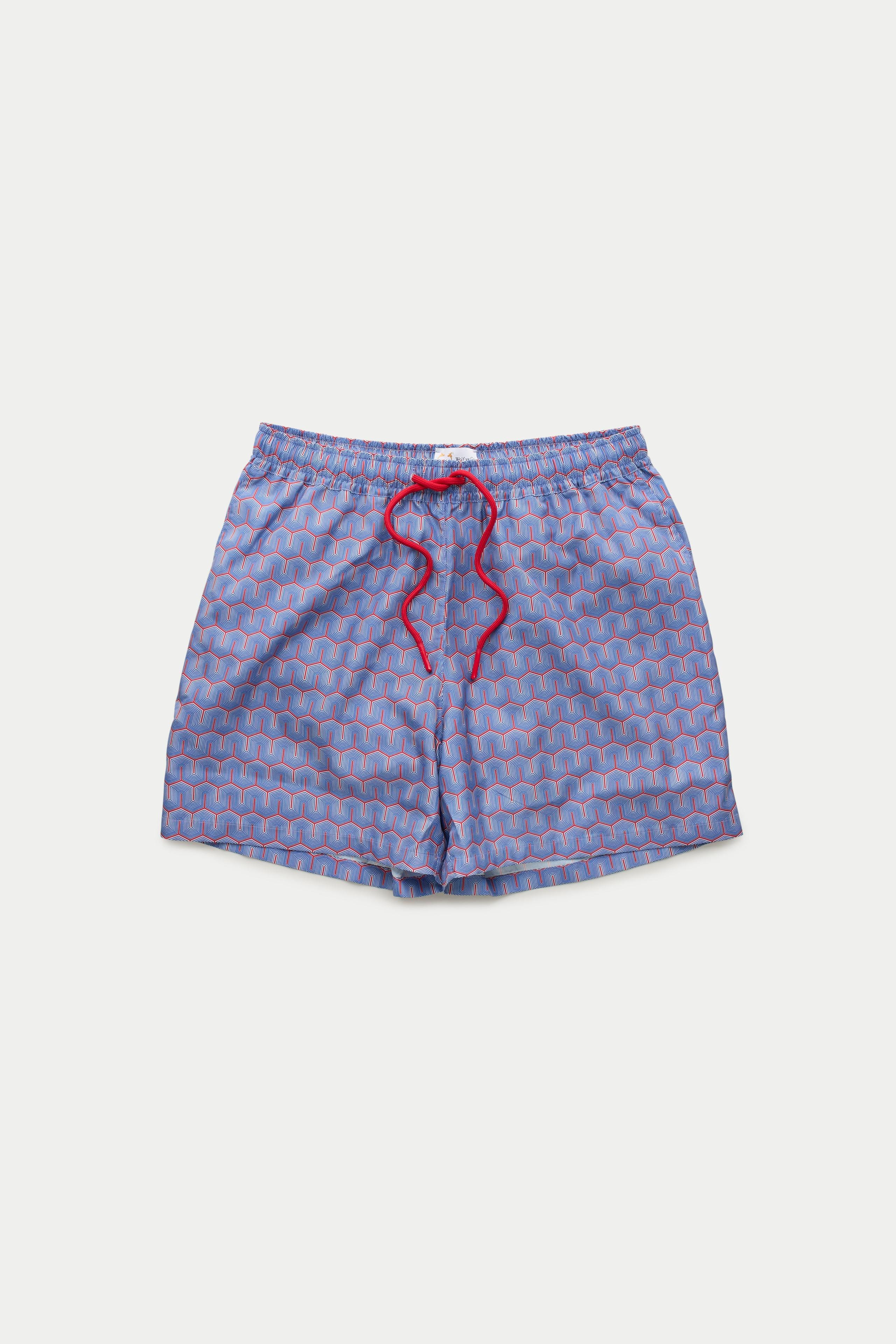Swim Shorts Geometric Pattern Navy