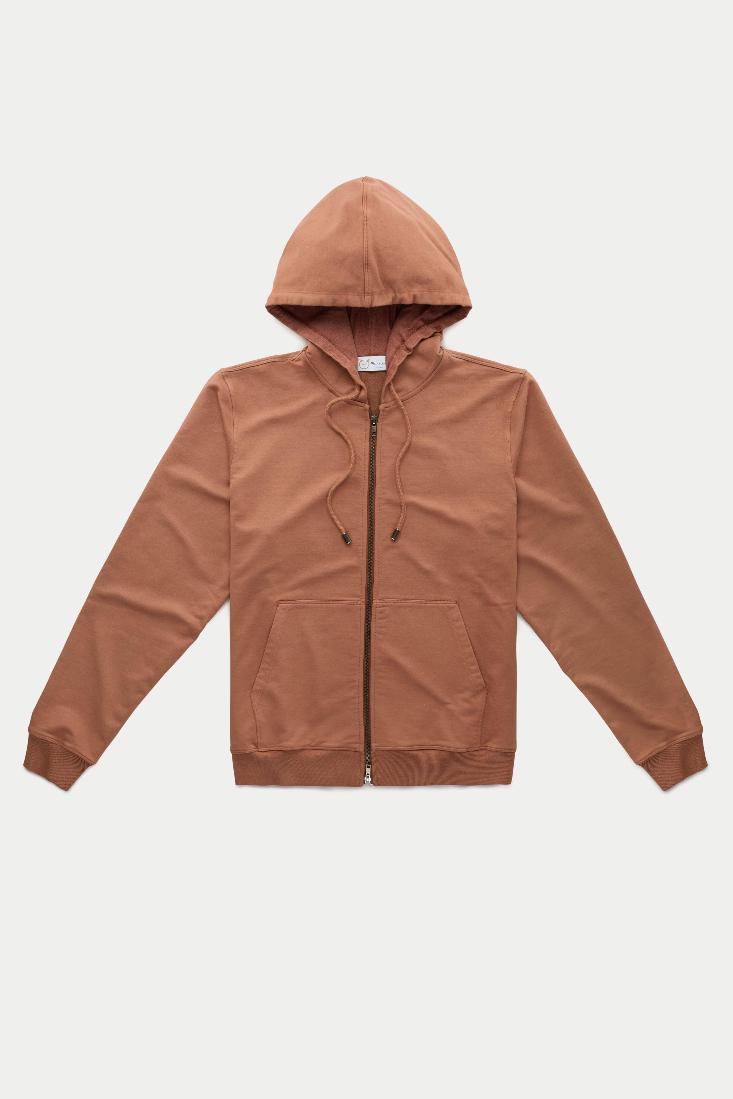 Cotton Modal Zip Up Hoodie Ginger Bread