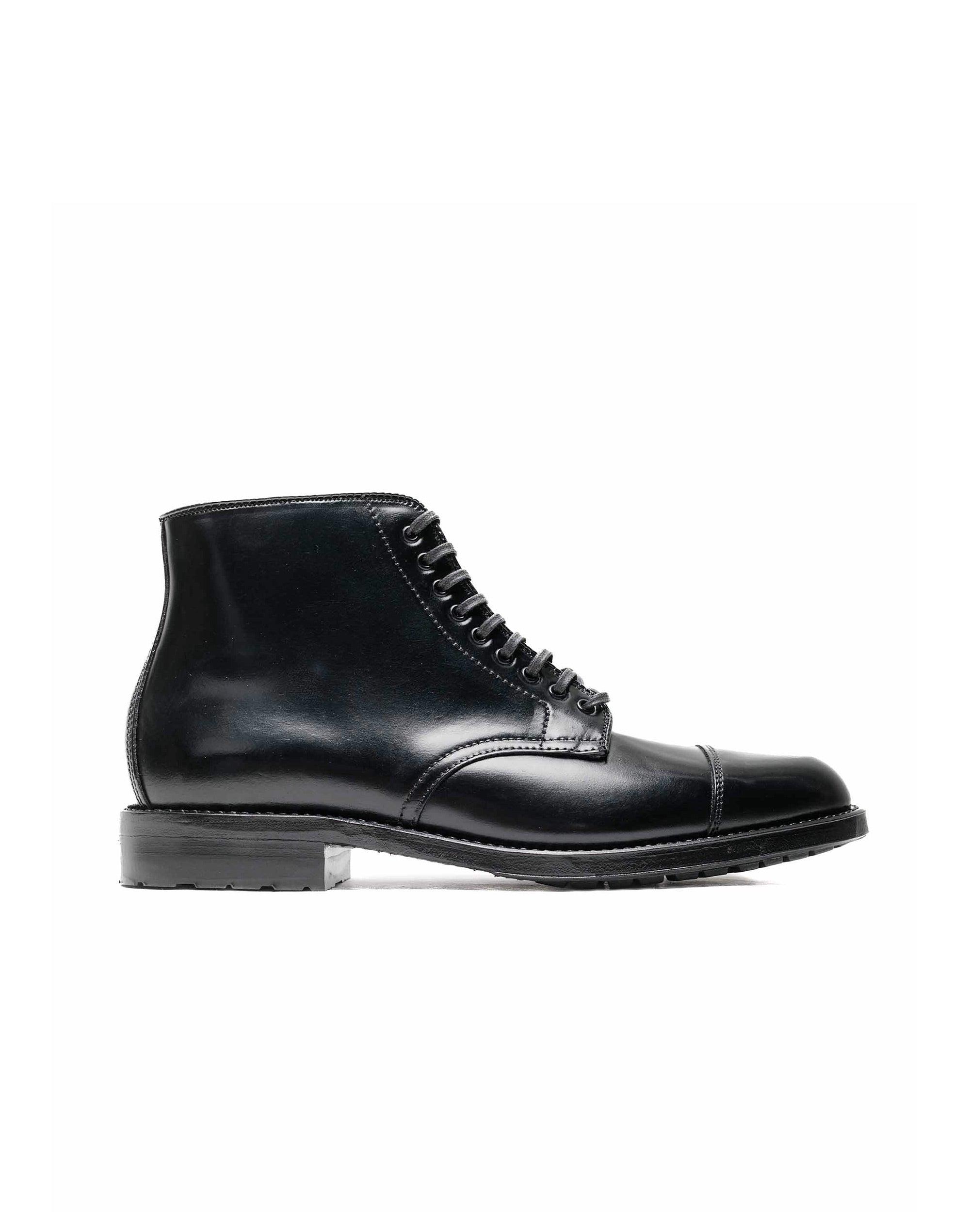 Straight Tip Boot With Commando Sole Black Shell Cordovan 39625C