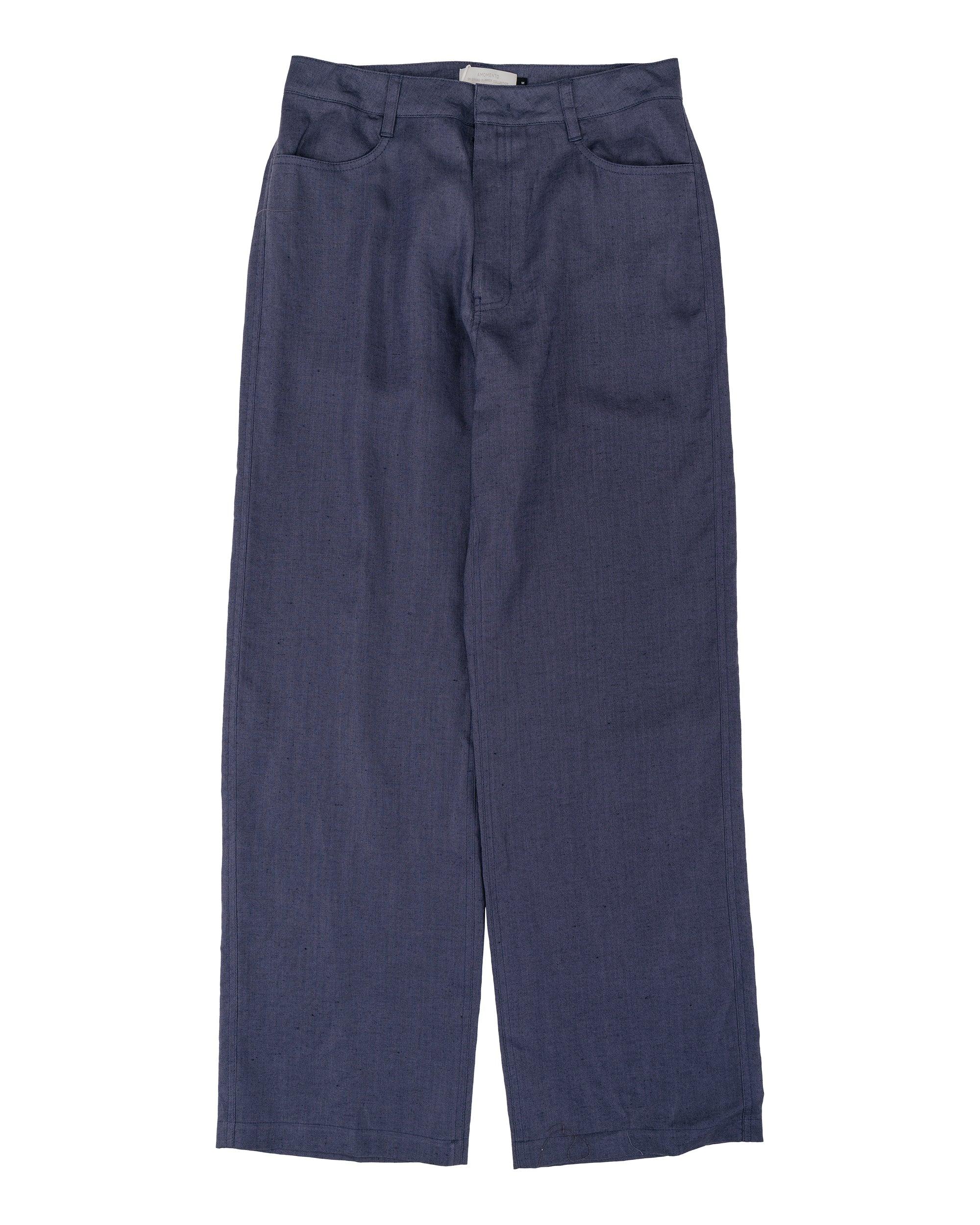 Linen Straight Pants Blue