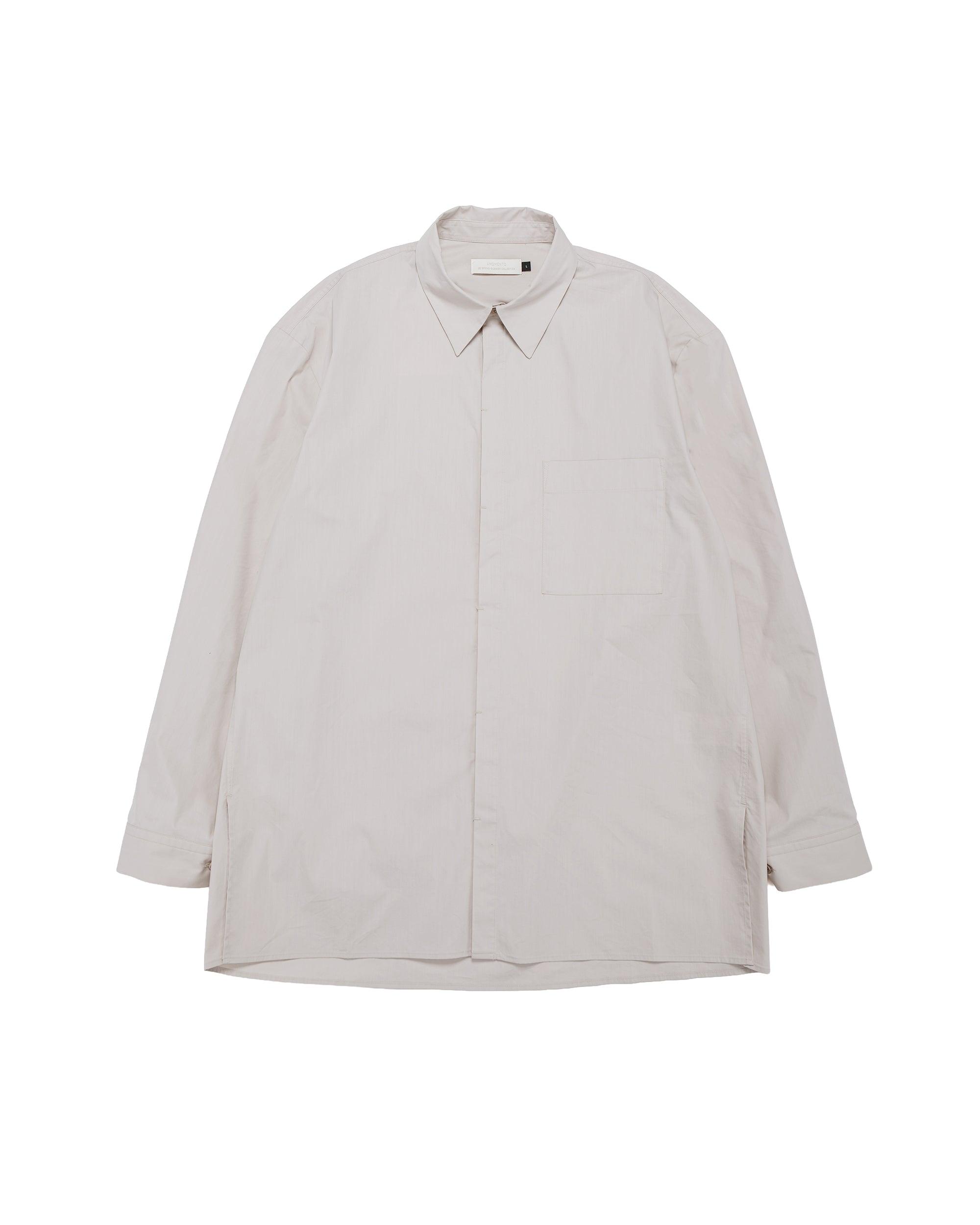 Square Pocket Oversized Shirt Beige