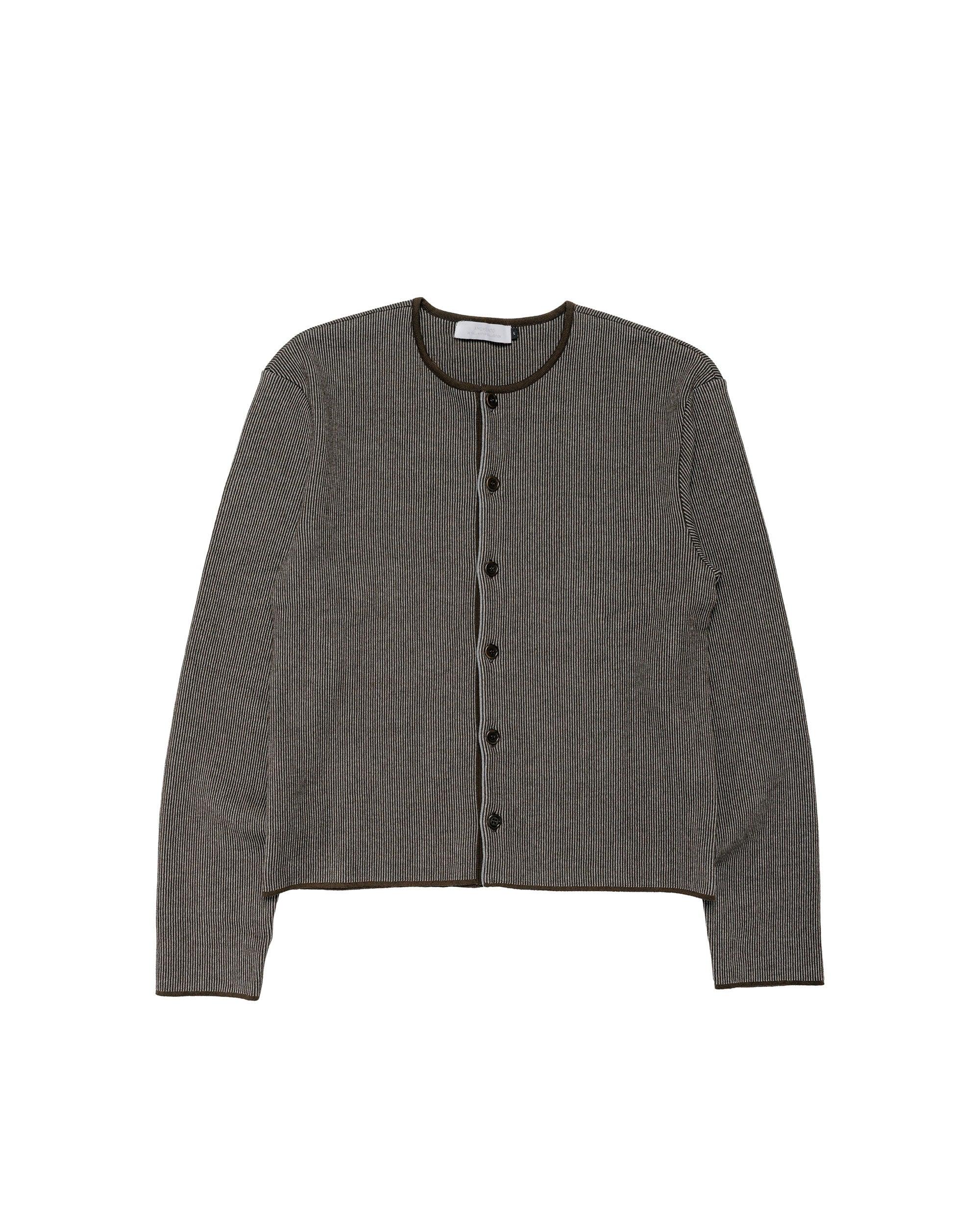 Stripe Button Up Cardigan Brown