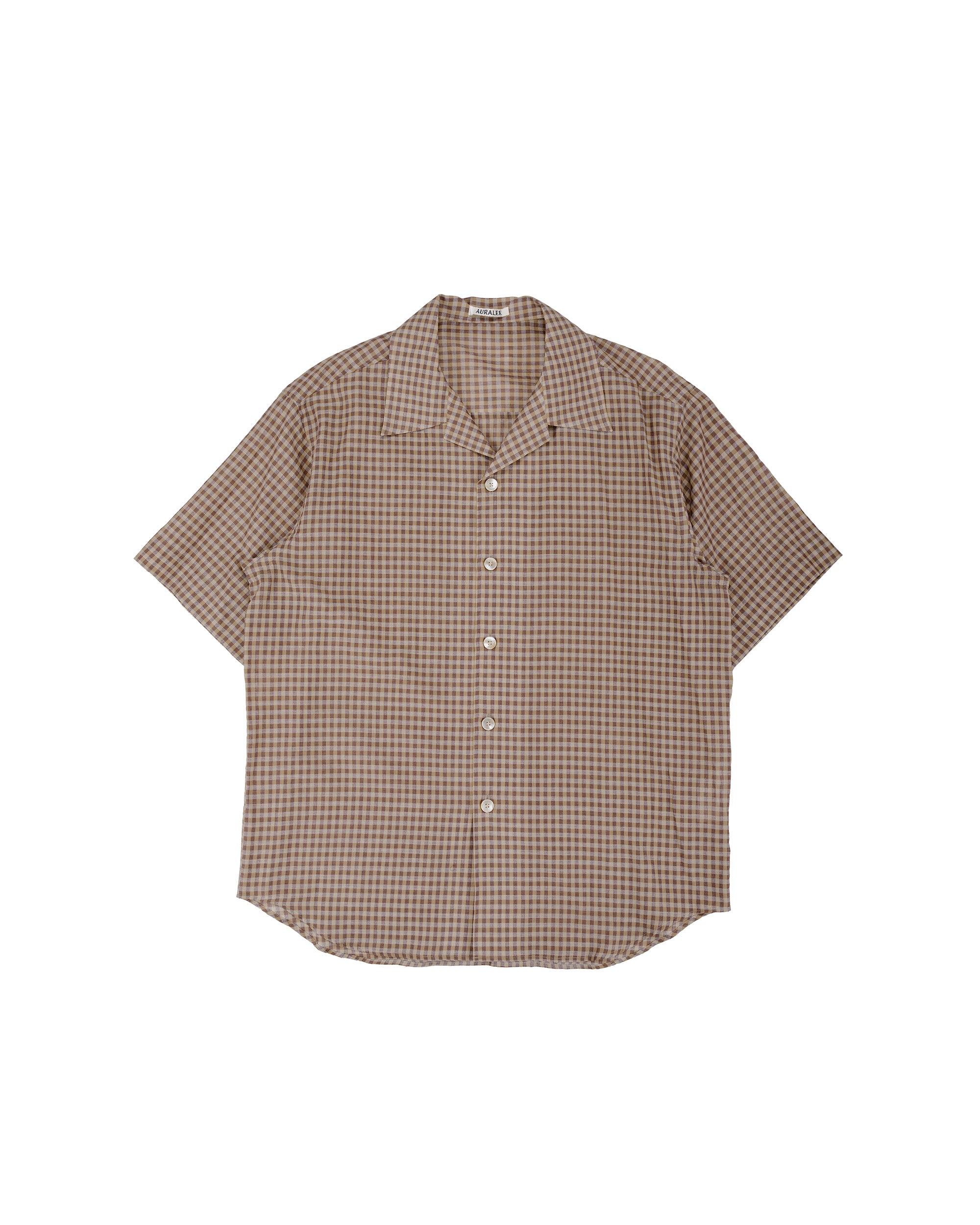 Airy Light Cotton Check Half Sleeved Shirt Brown Gingham Check