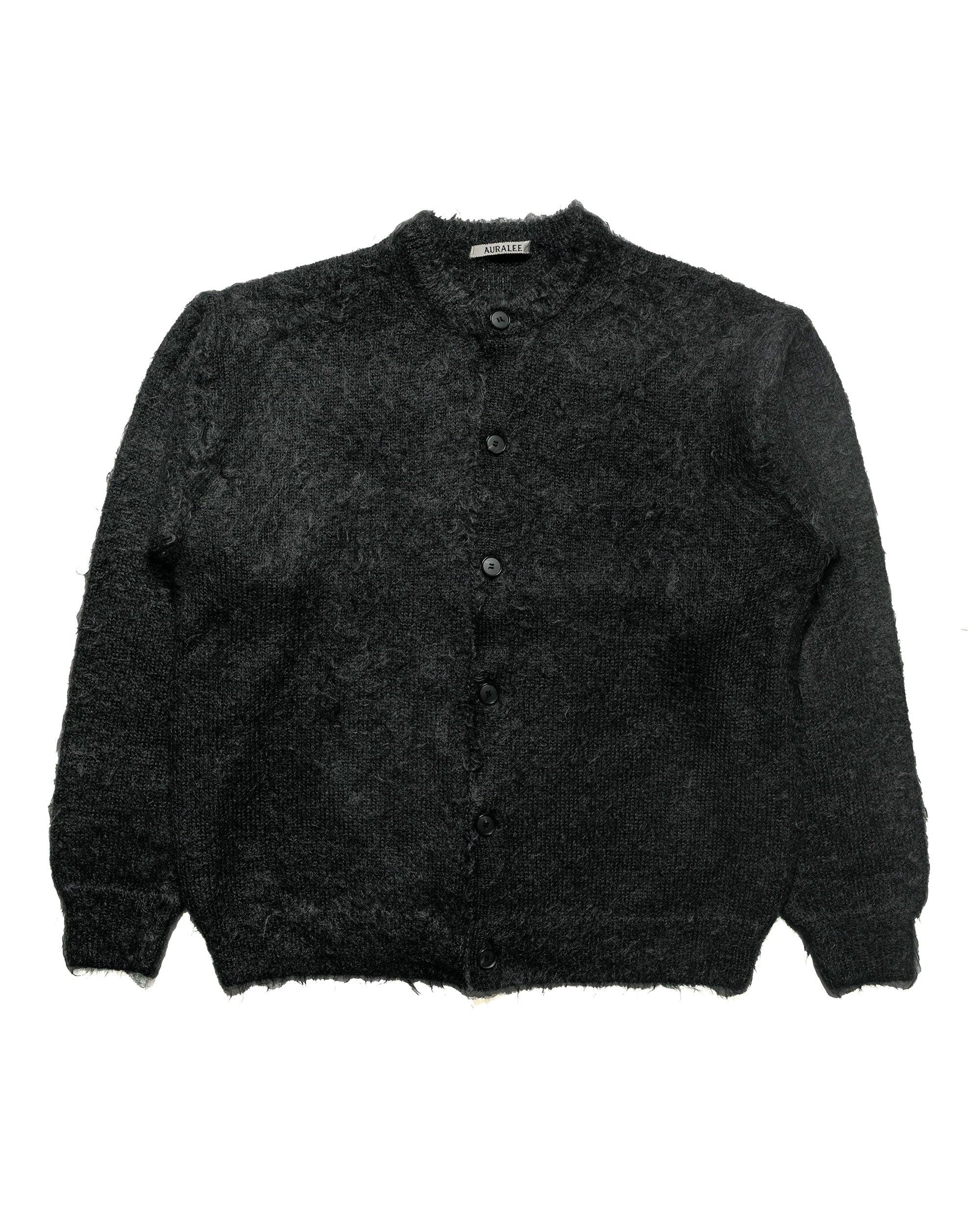 Brushed Super Kid Mohair Knit Cardigan Ink Black
