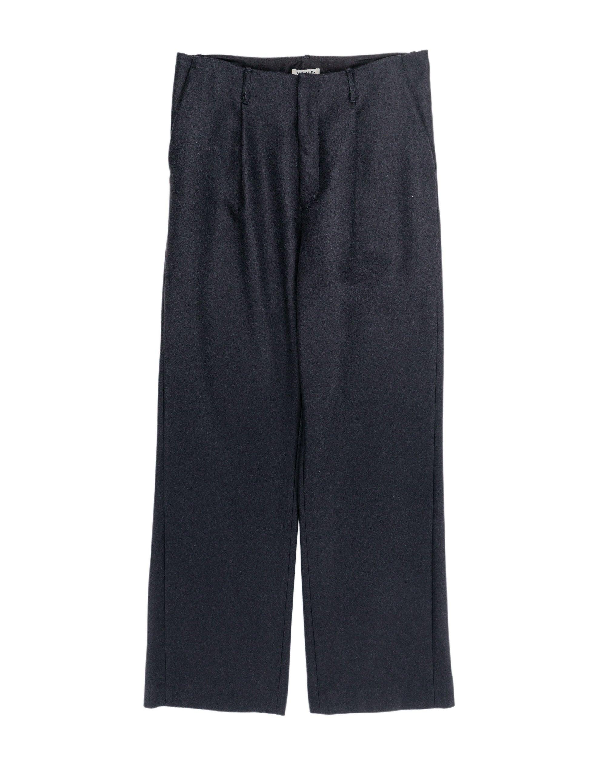 Light Melton One-Tuck Slacks Dark Charcoal