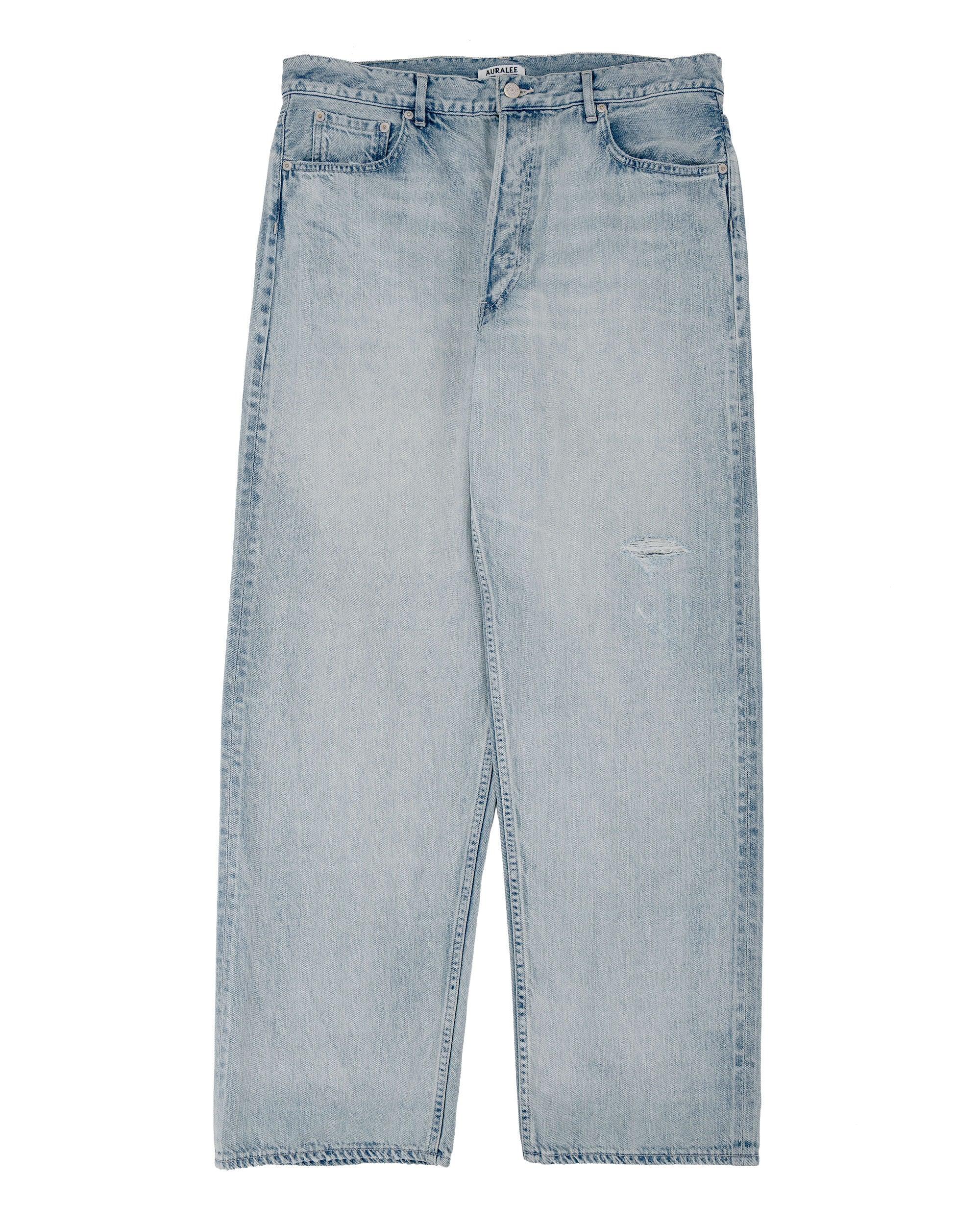 Selvedge Faded Light Denim Wide Pants Light Indigo