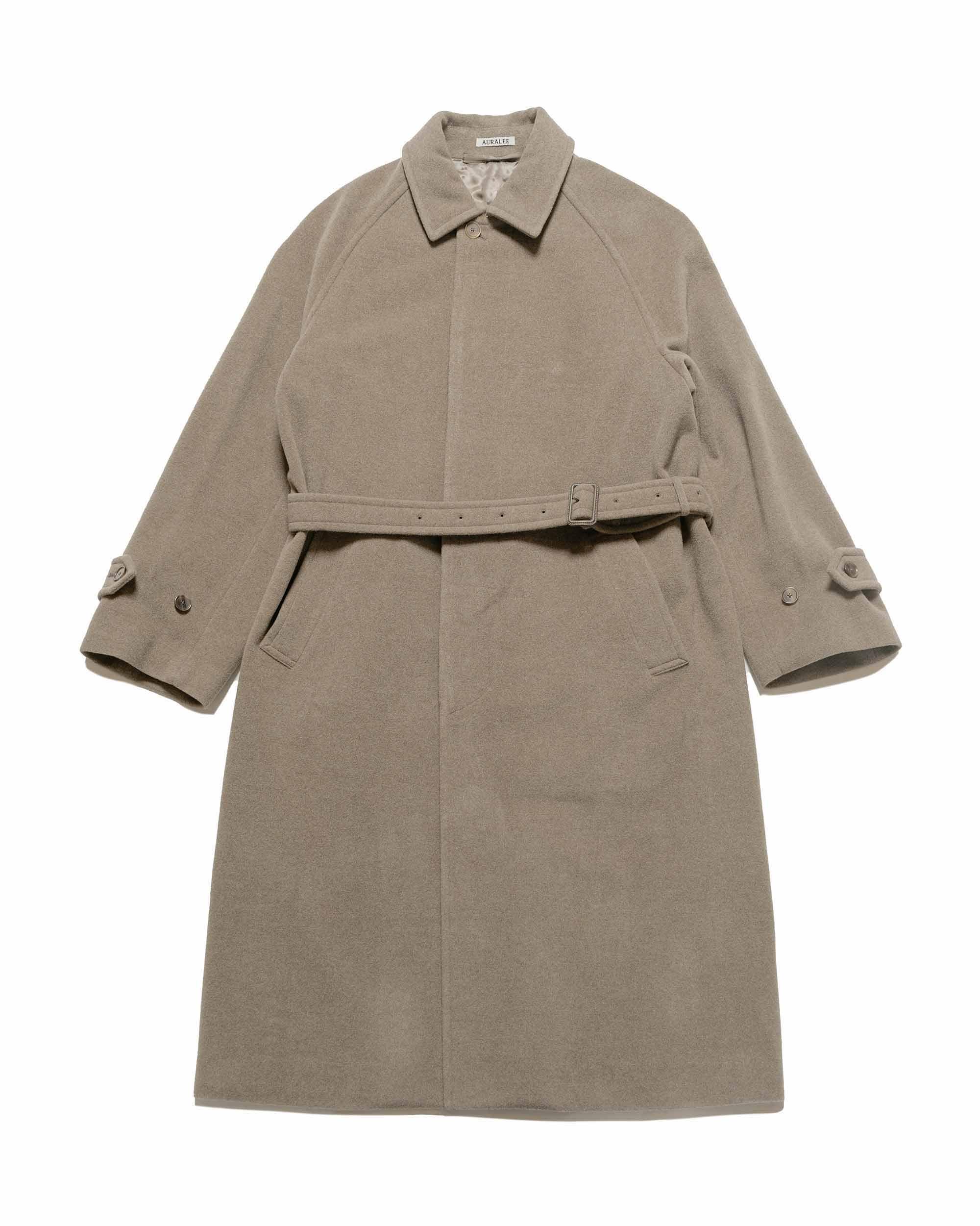 Super Fine Wool Mosser Soutien Collar Coat Khaki Beige