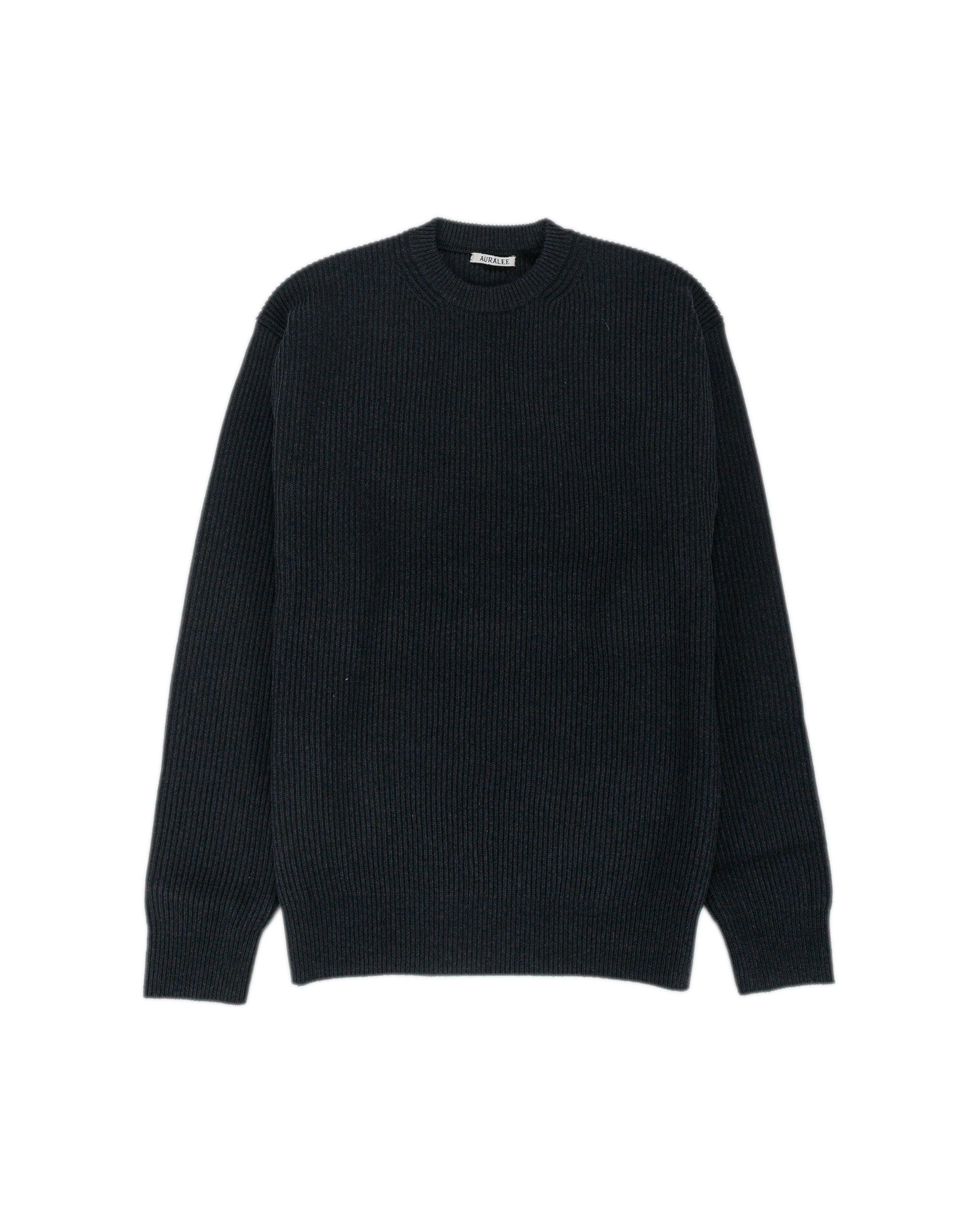 Super Fine Wool Rib Knit P/O Black