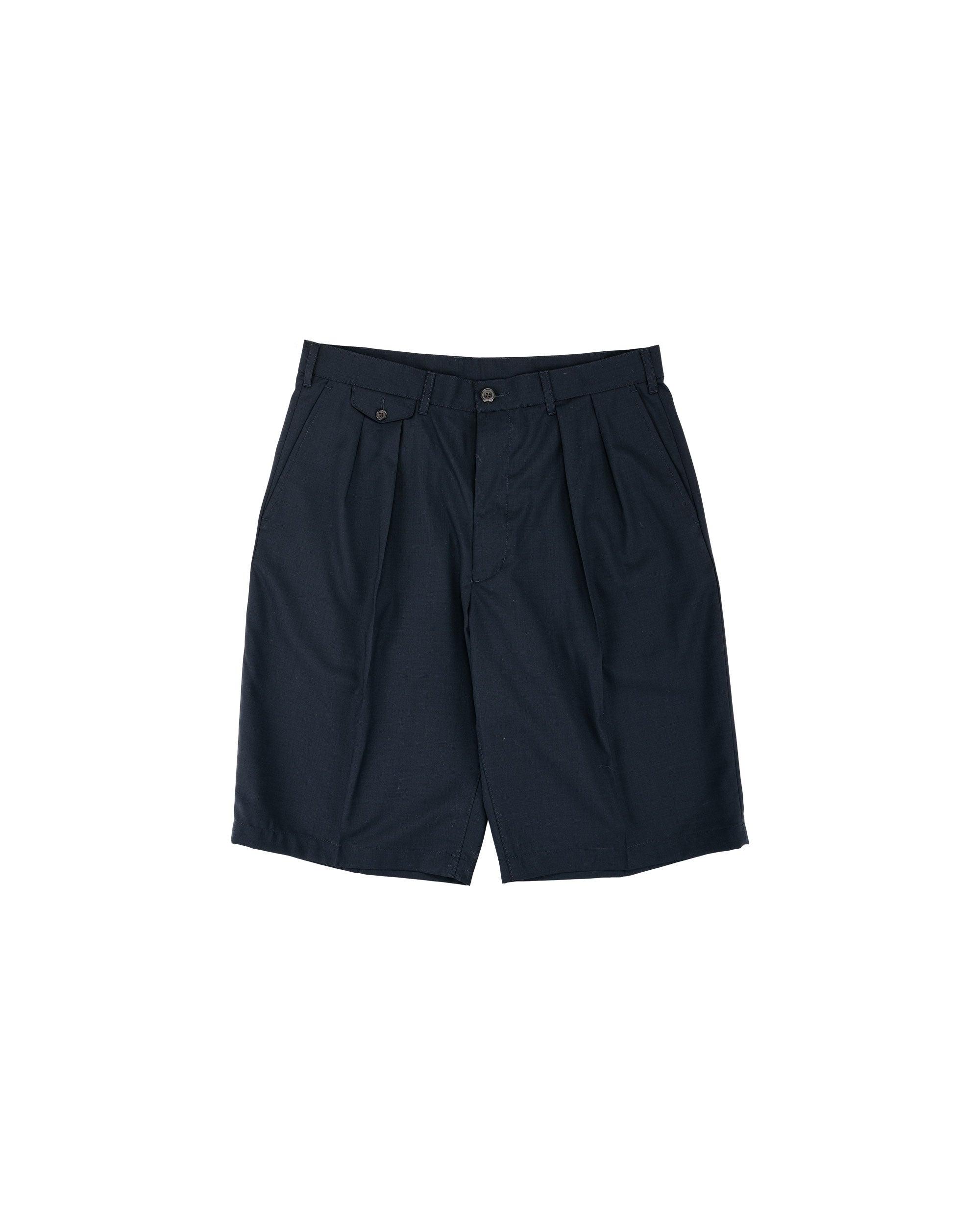 2Pleats Shorts Wool Tropical Navy