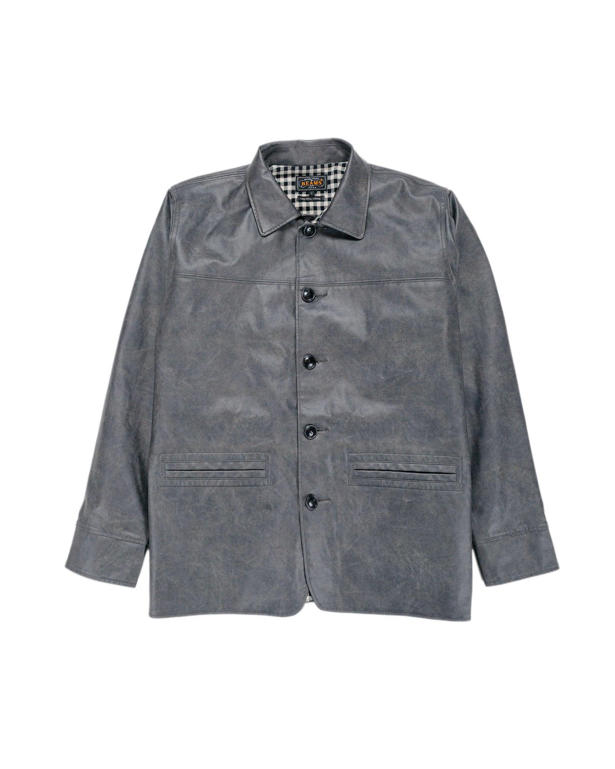 Car Coat Aged Fake Leather Black