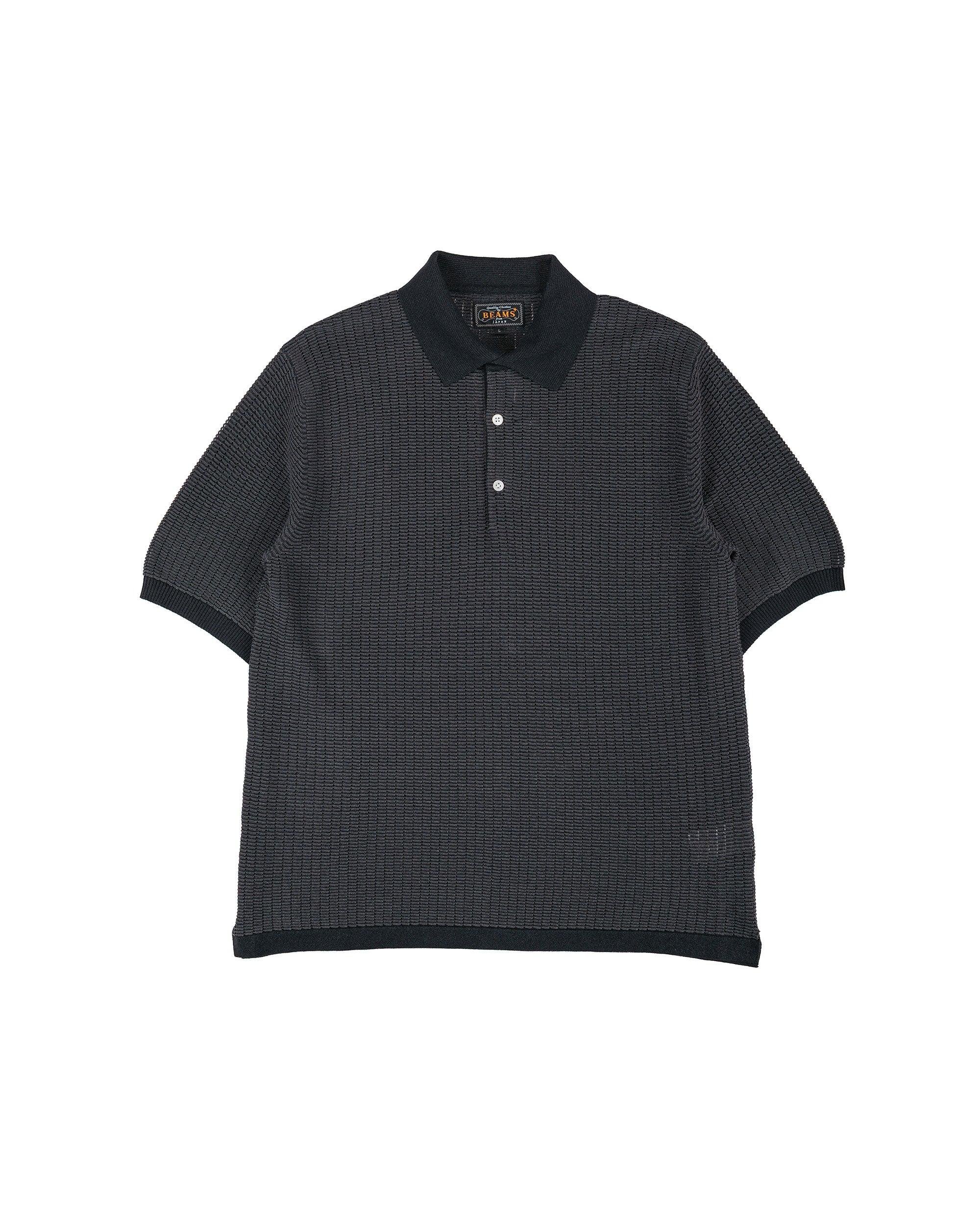 Knit Polo 'Washi' 2 Tone Black