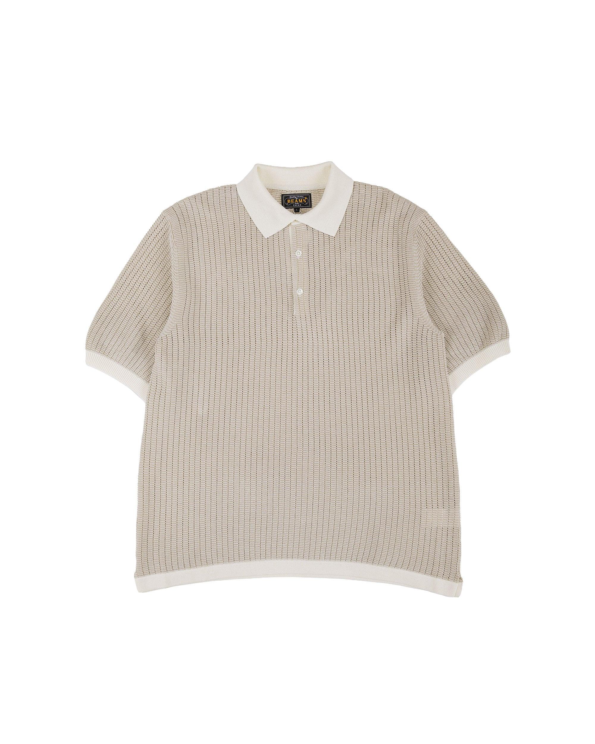 Knit Polo 'Washi' 2 Tone Off White