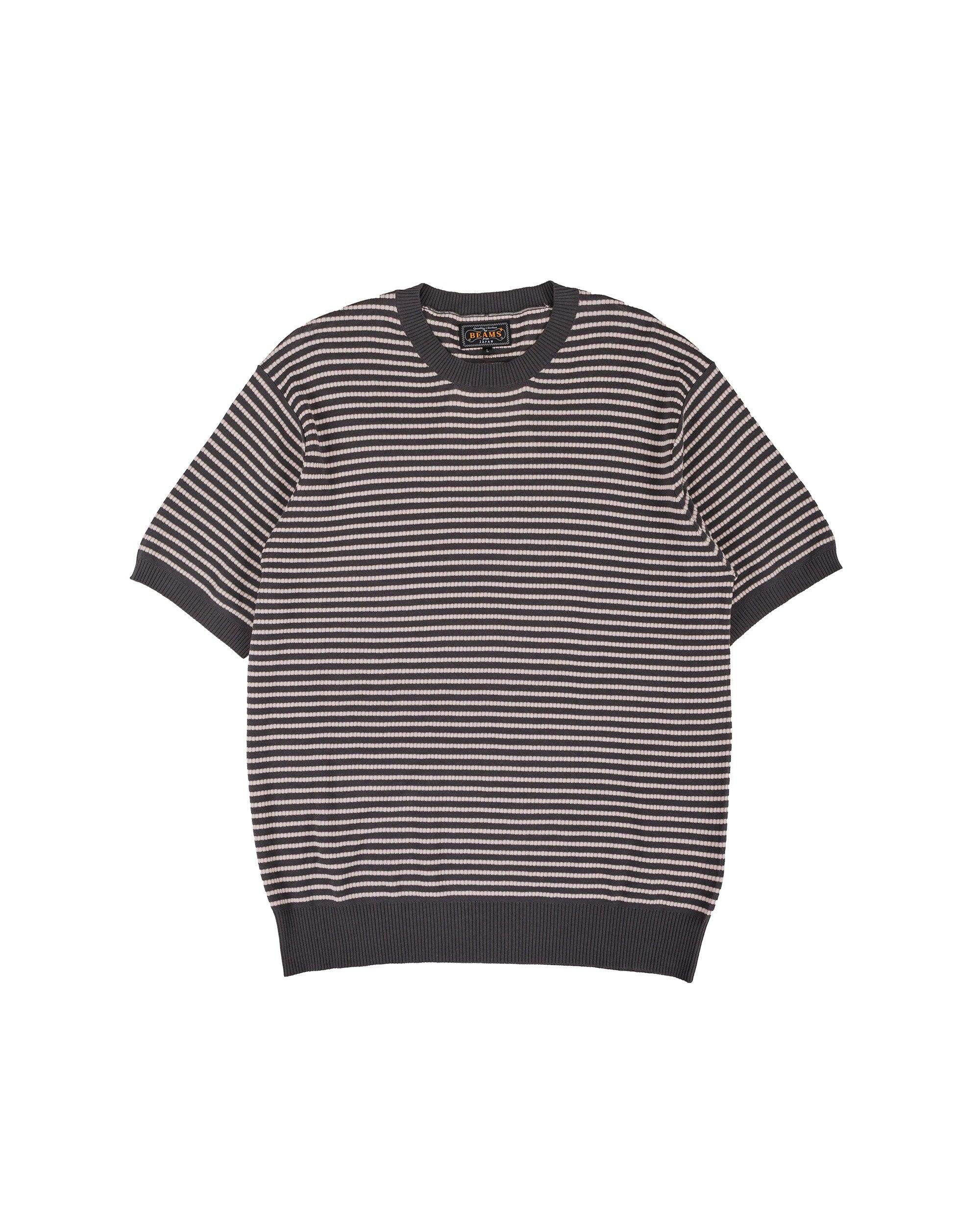 Knit Tee Dot Pattern Jacquard Charcoal Grey