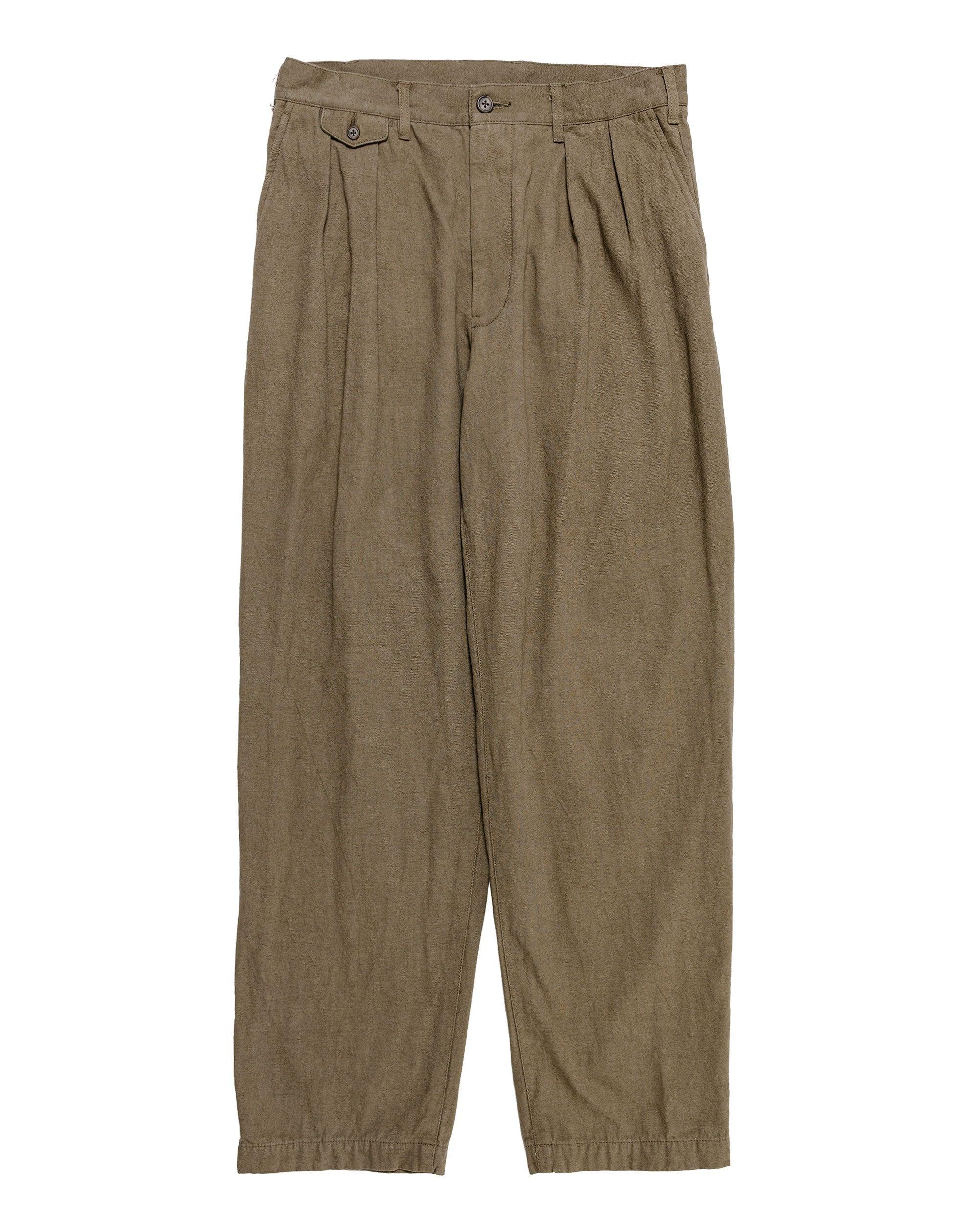 Lost & Found 2Pleats Trousers Cotton Linen Olive