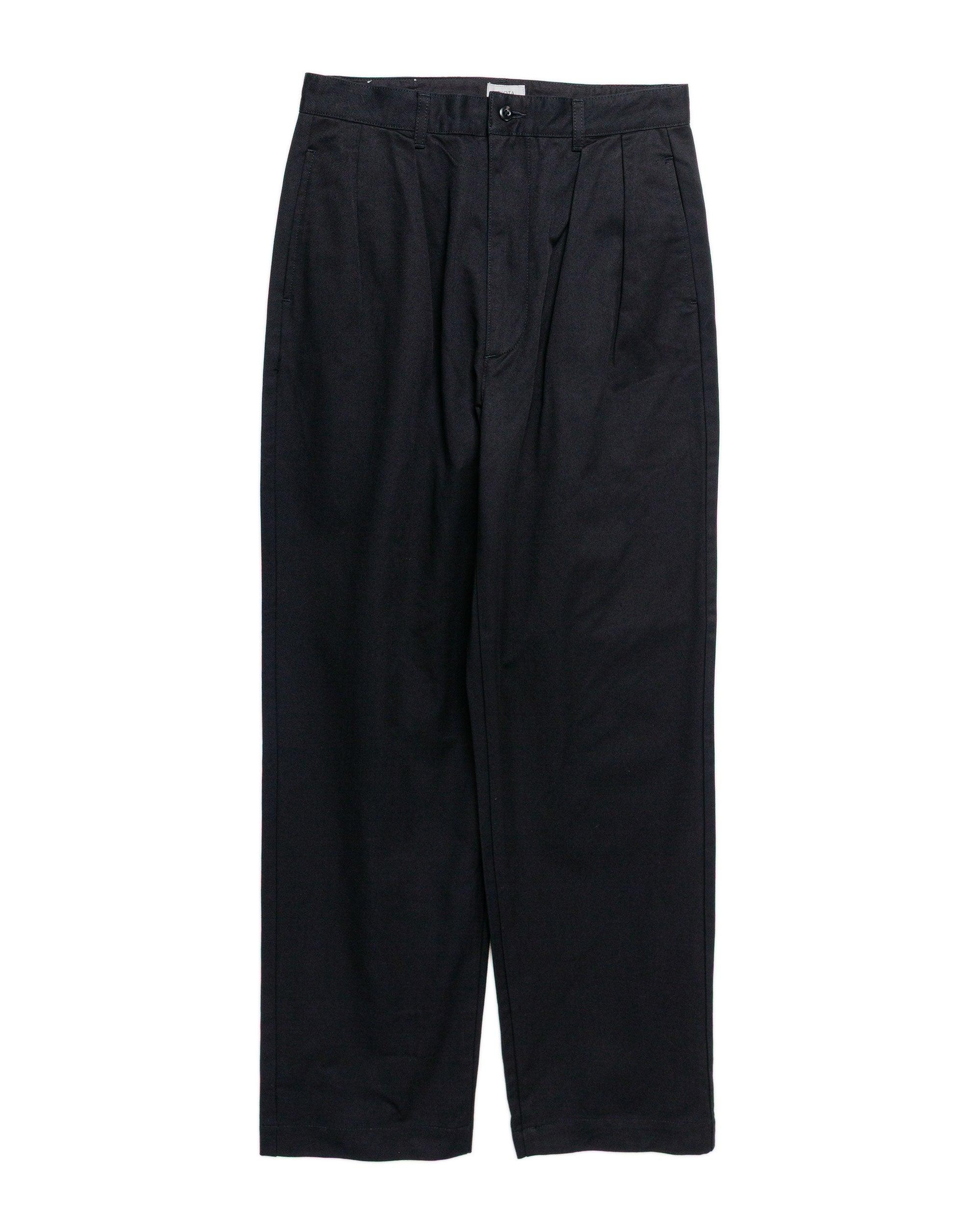 2 Tuck Chino Cloth Pants (Stone Wash) Black