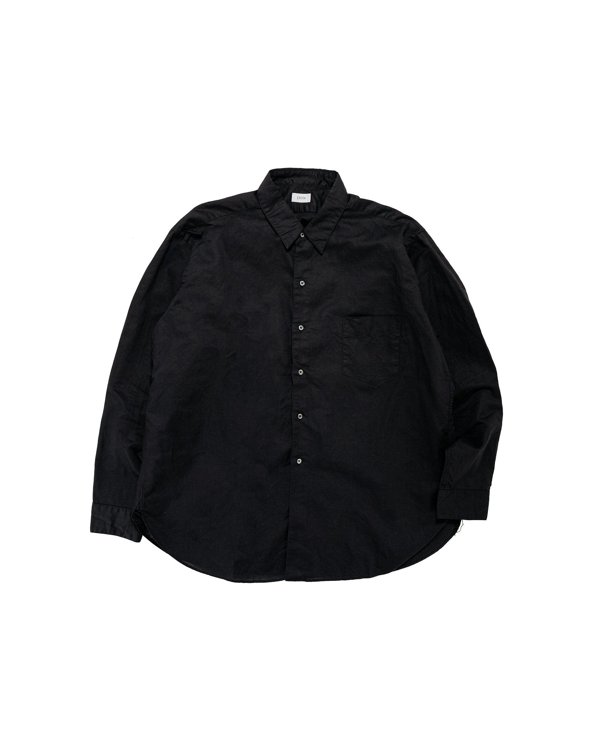 Regular Collar Shirt Cotton/Linen Black
