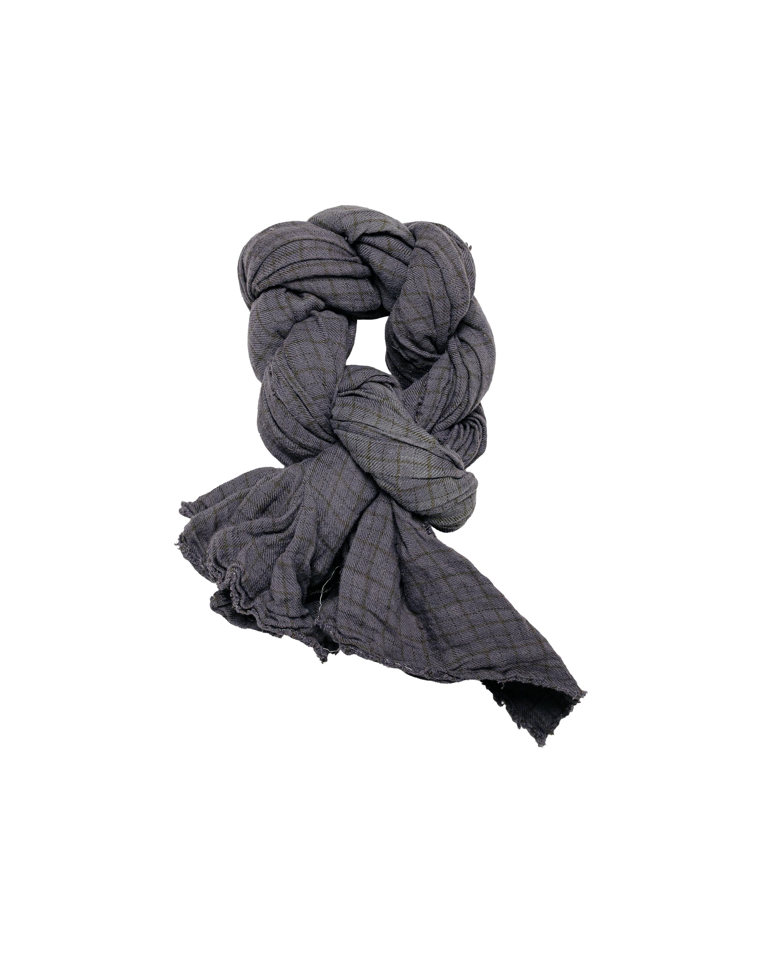 Knot Scarf Tattersall Linen Blue Overdye