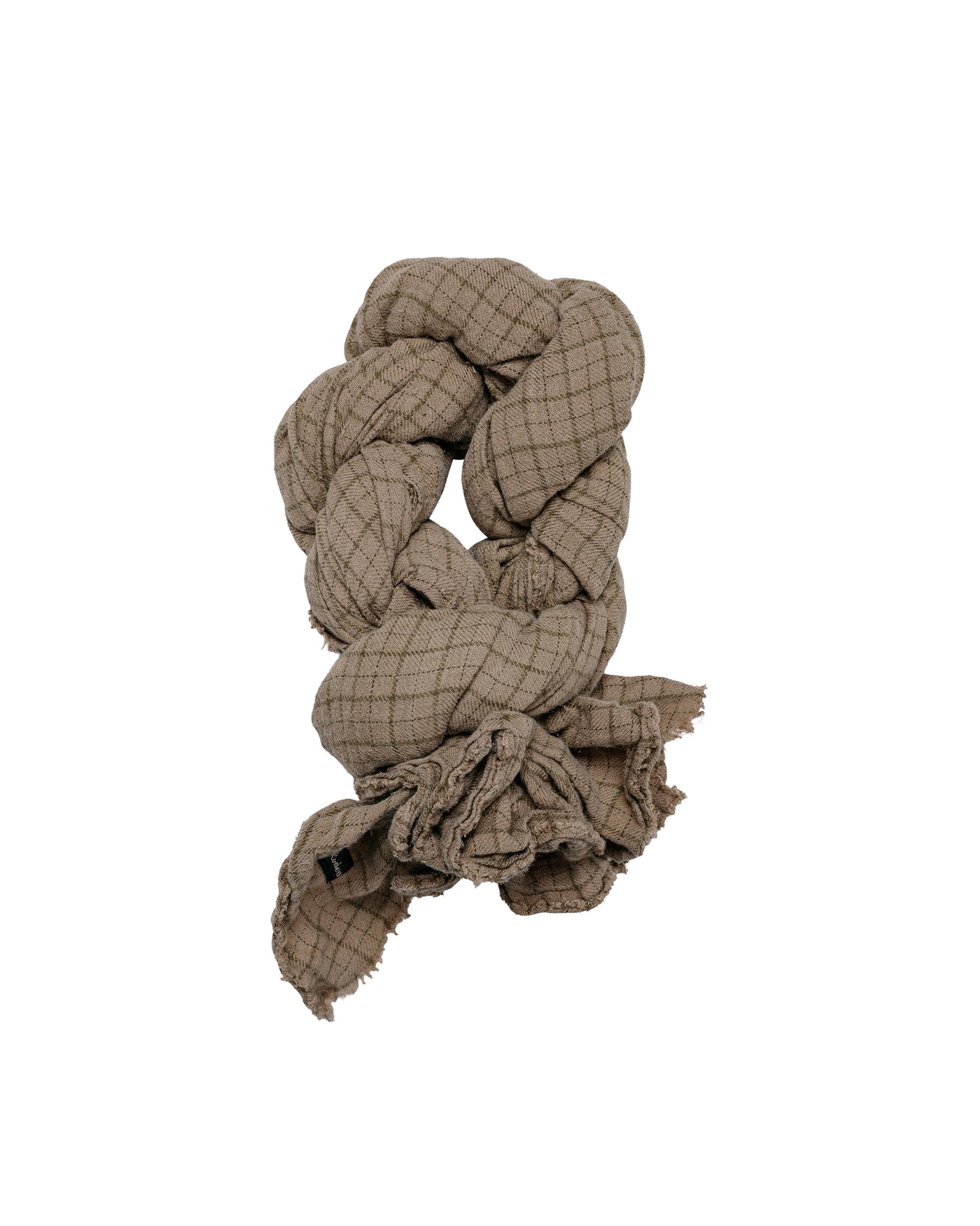 Knot Scarf Tattersall Linen Brown Overdye