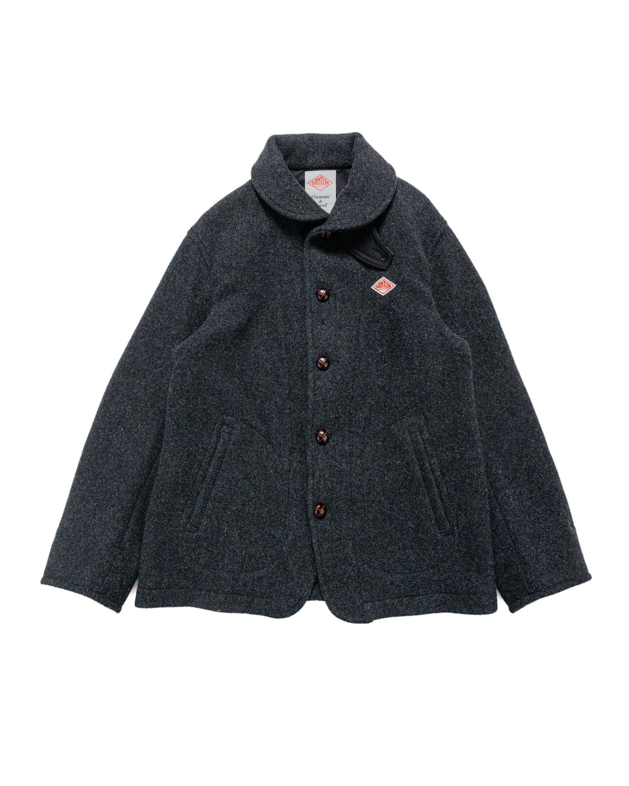 Wool Pile Collar Round Jacket Charcoal