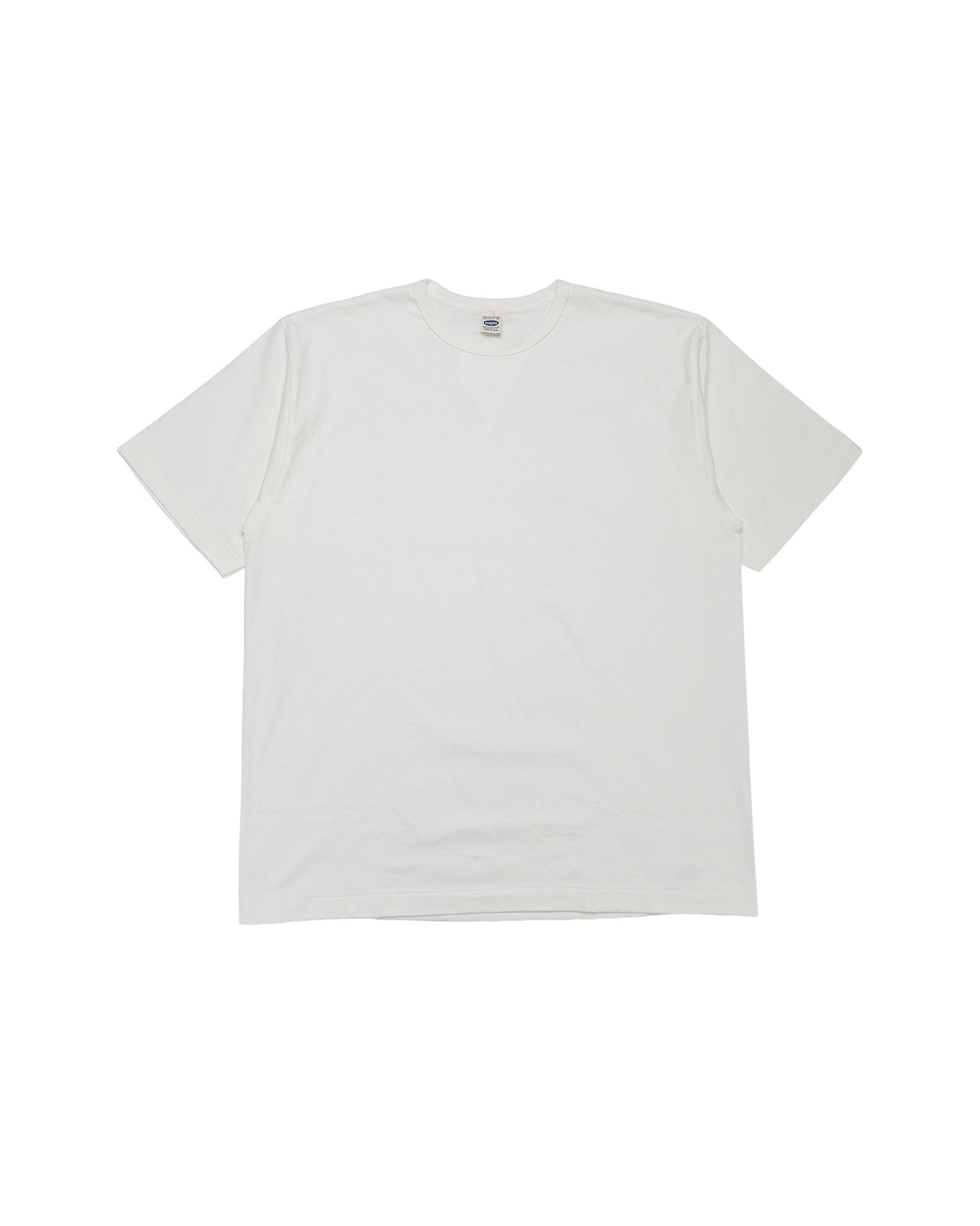 Denime Lot. 275 Front V Crew Neck T-Shirt Solid Color Off White