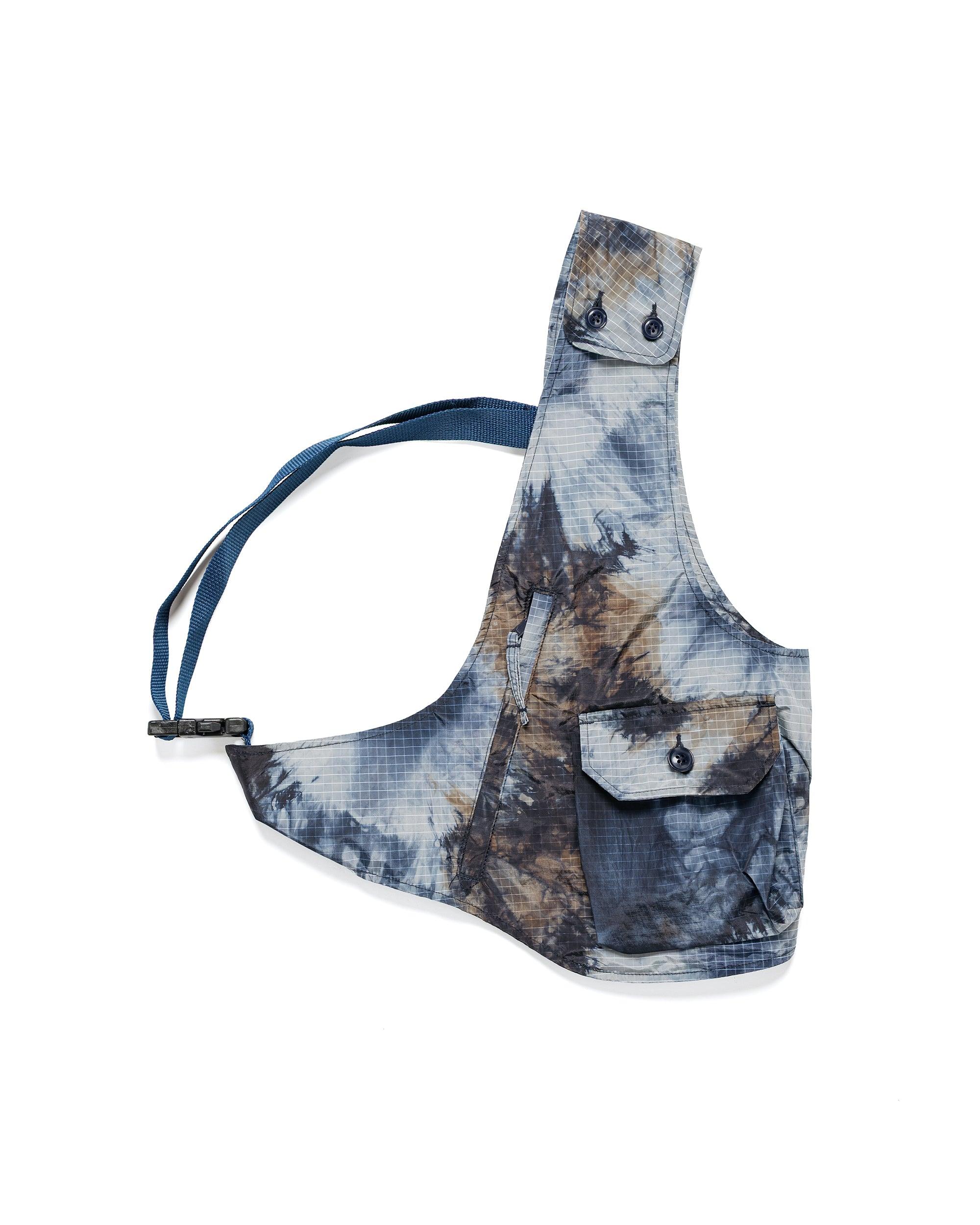 Shoulder Vest Navy Nylon Tie Dye Print Ripstop