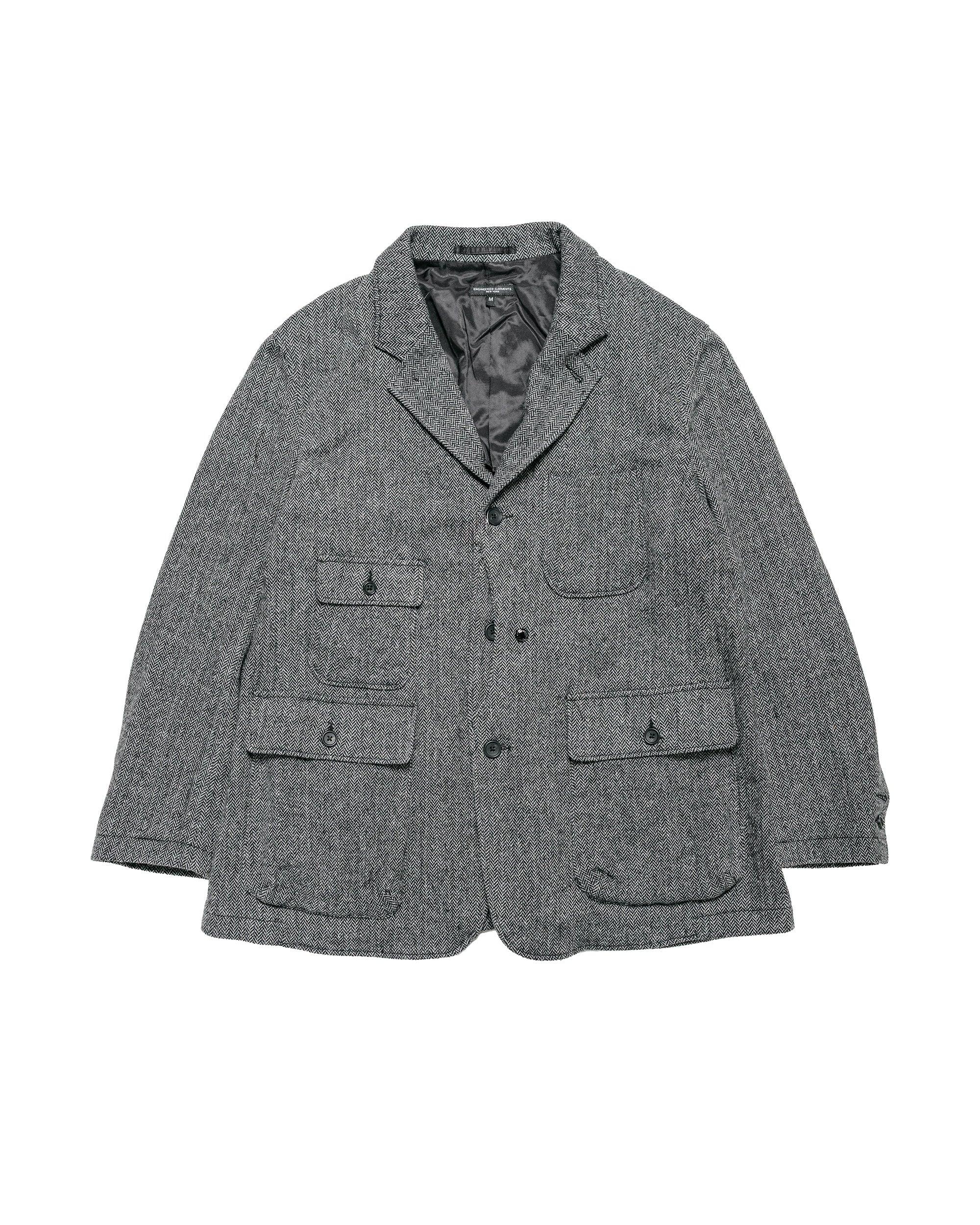 Upland Jacket Grey Poly Wool Herringbone