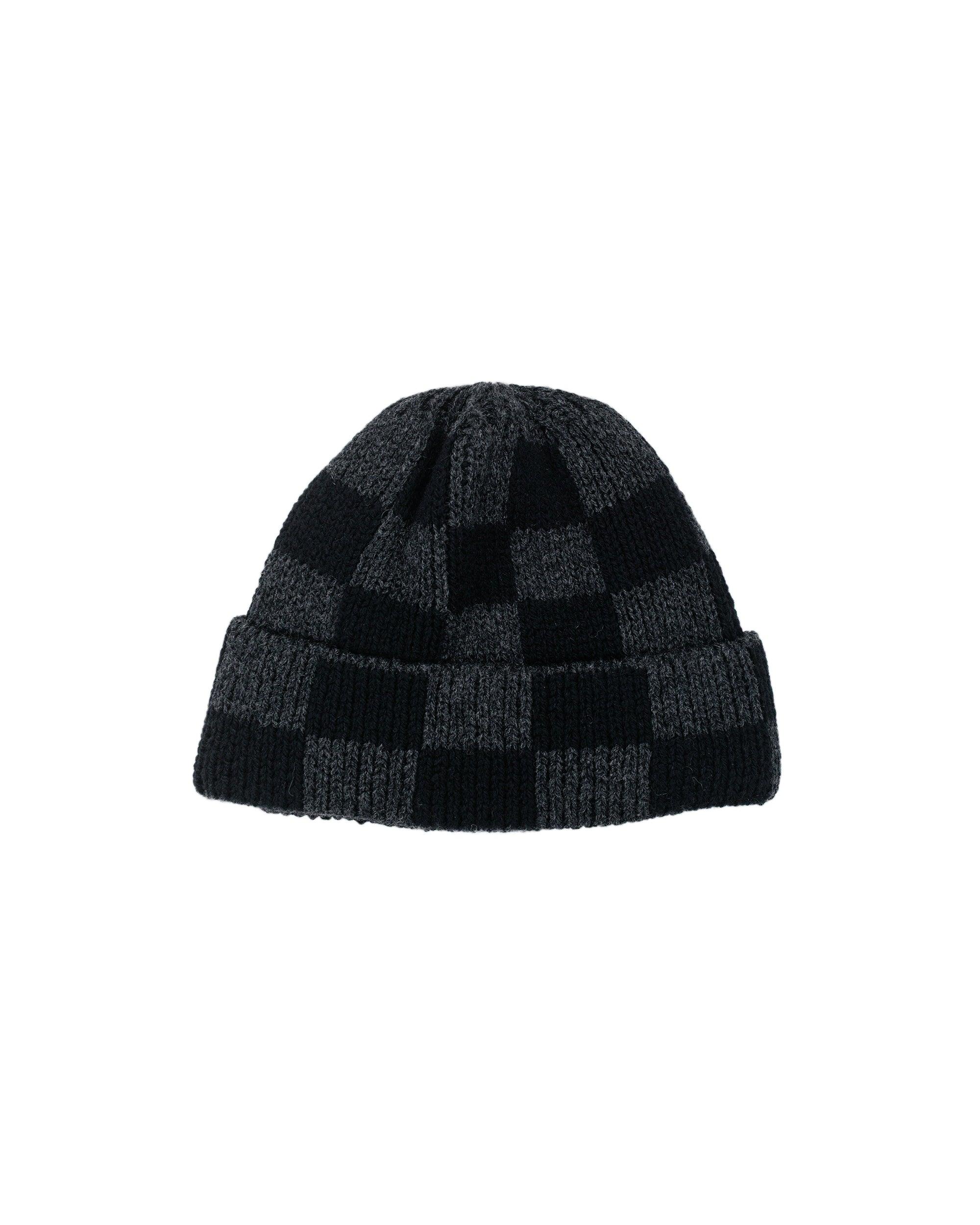 Checker Beanie Italian Donegal Wool Black