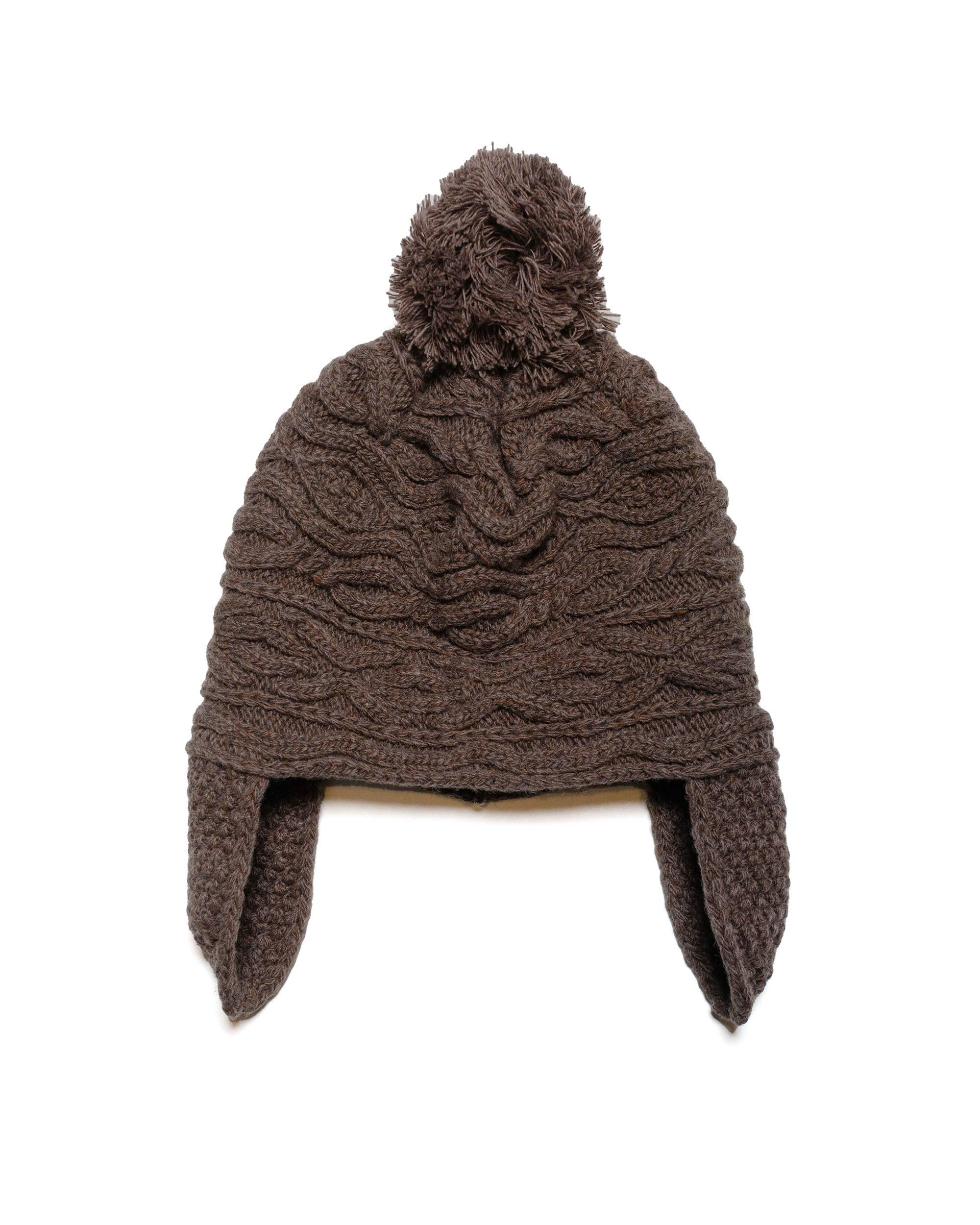 Pom Pom Beanie Lambswool Brown