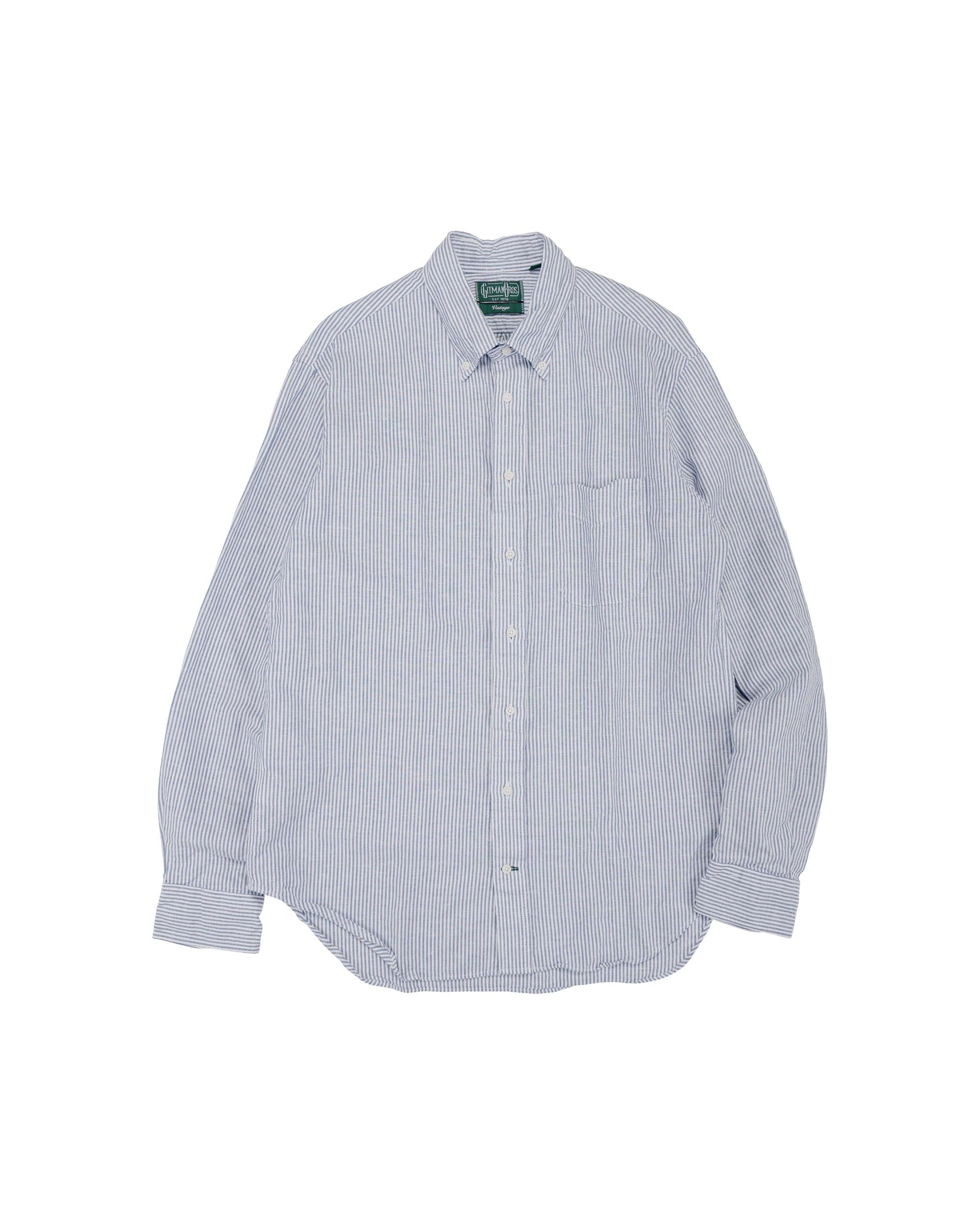Blue Stripe Linen Long Sleeve Shirt
