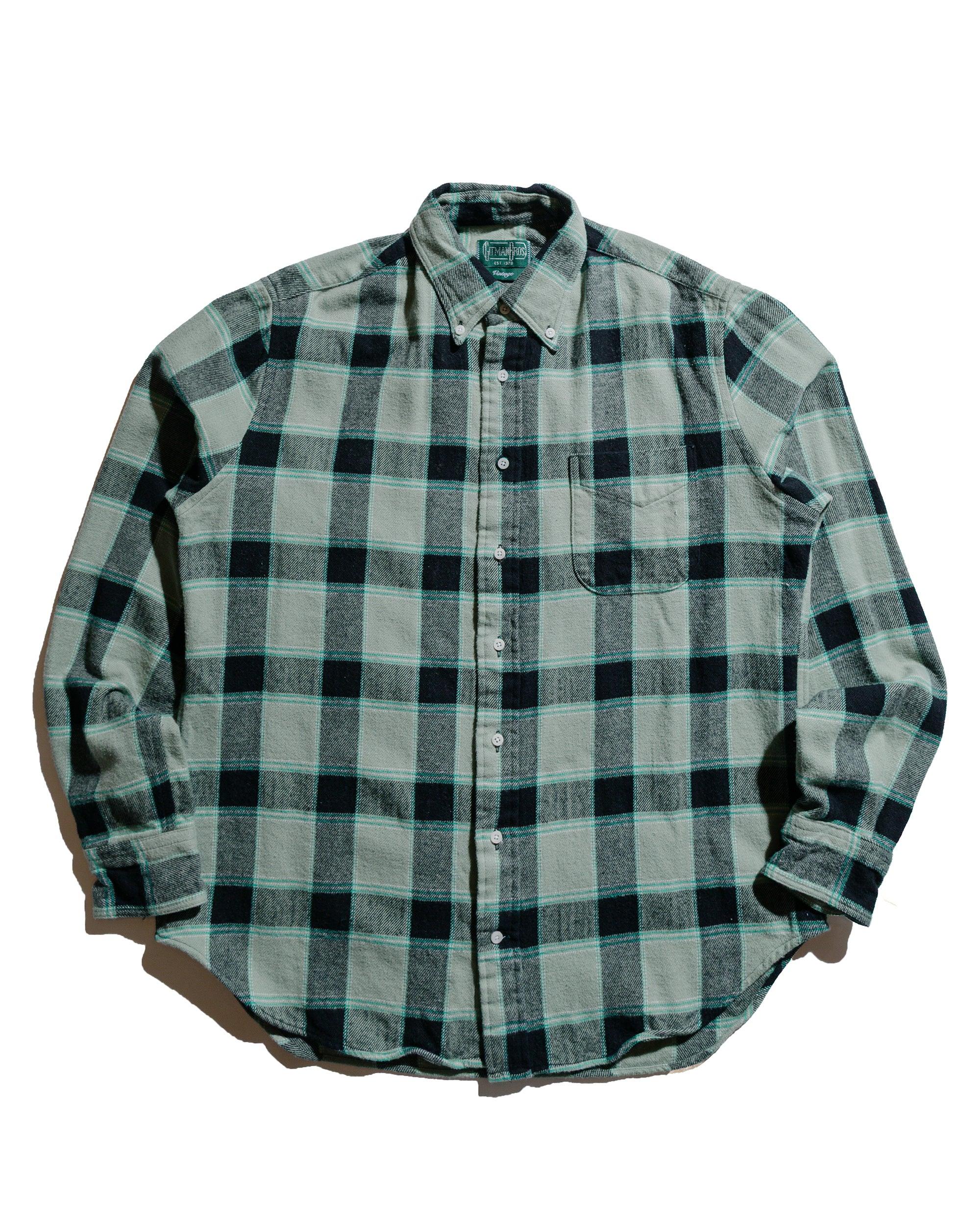 Celeste Green/Black Brushed Winter Madras Shirt