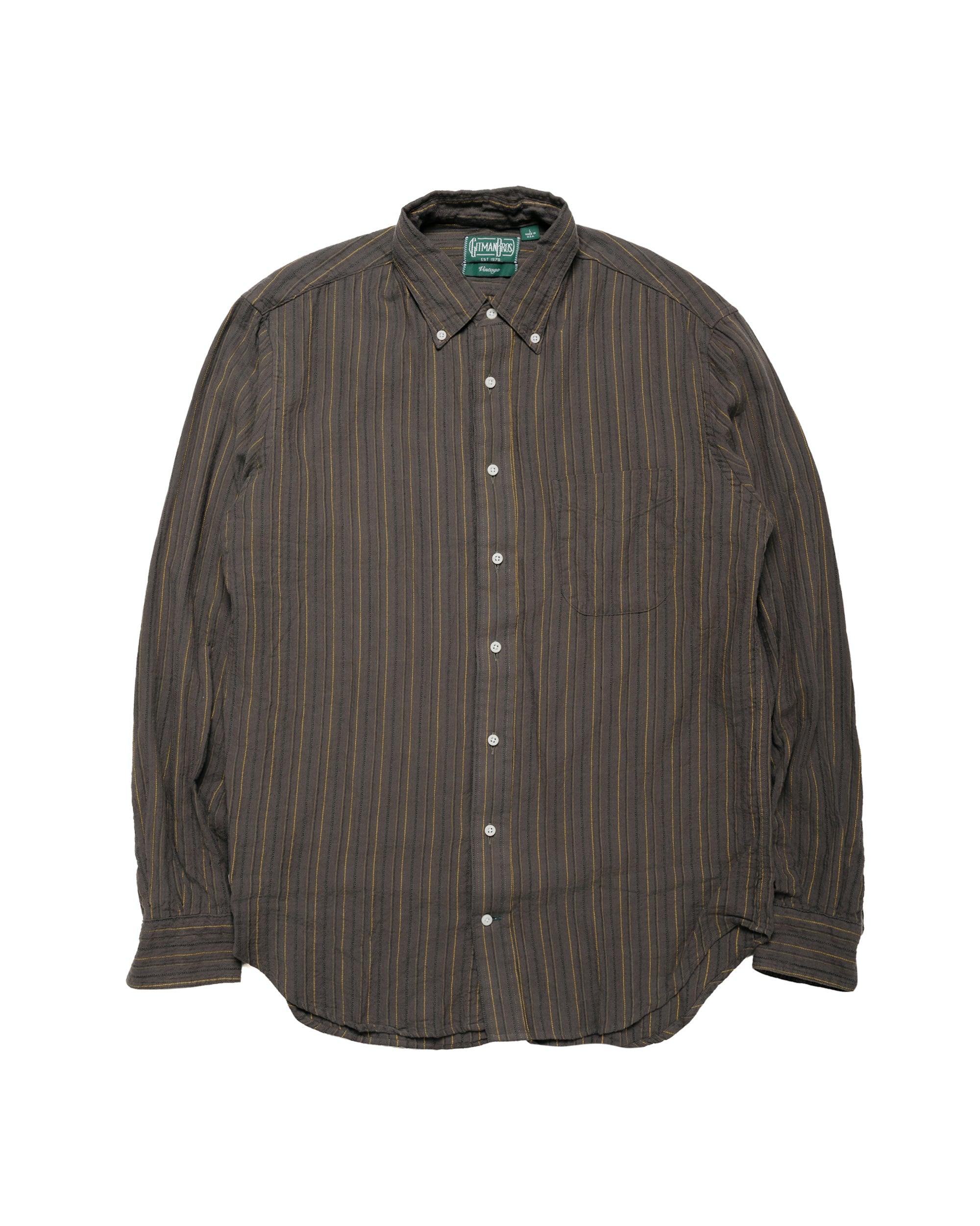 Olive Brushed Dobby Stripe Shirt