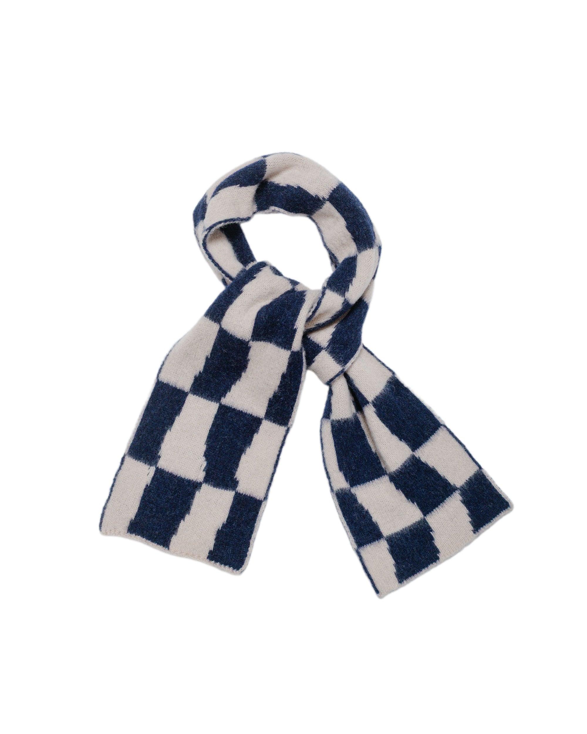 Mini Checkerboard Scarf Navy