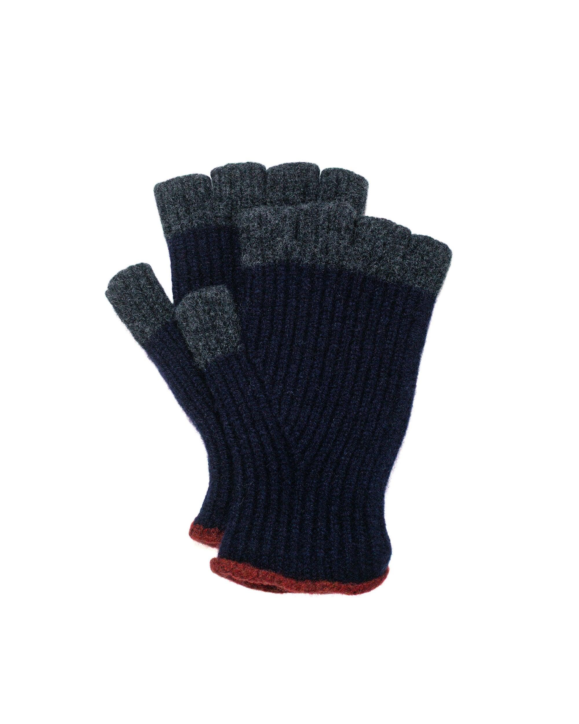 No Fingers In There Ribbed Gloves Navy