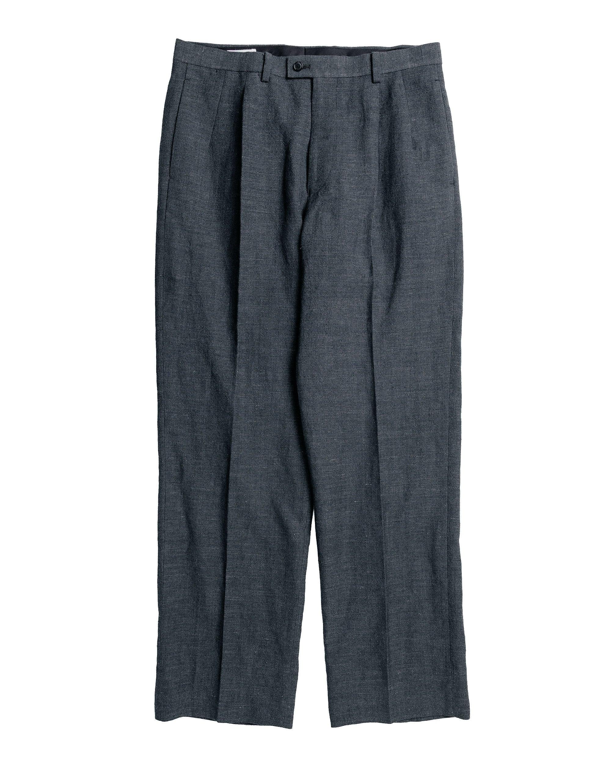 Wool Hemp Mesh Neutral Trousers Top Charcoal