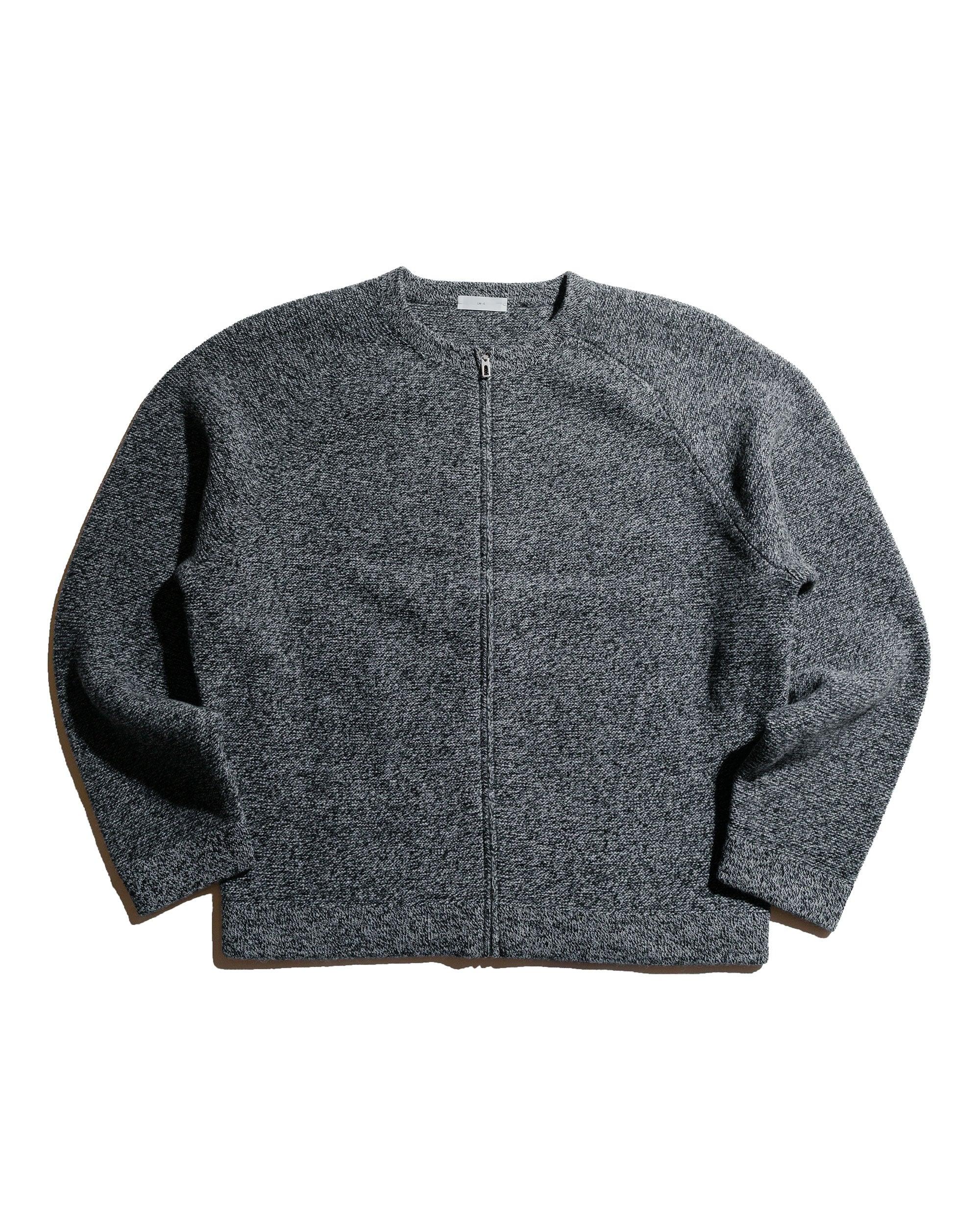 Wool Link Zip Cardigan Black Twist