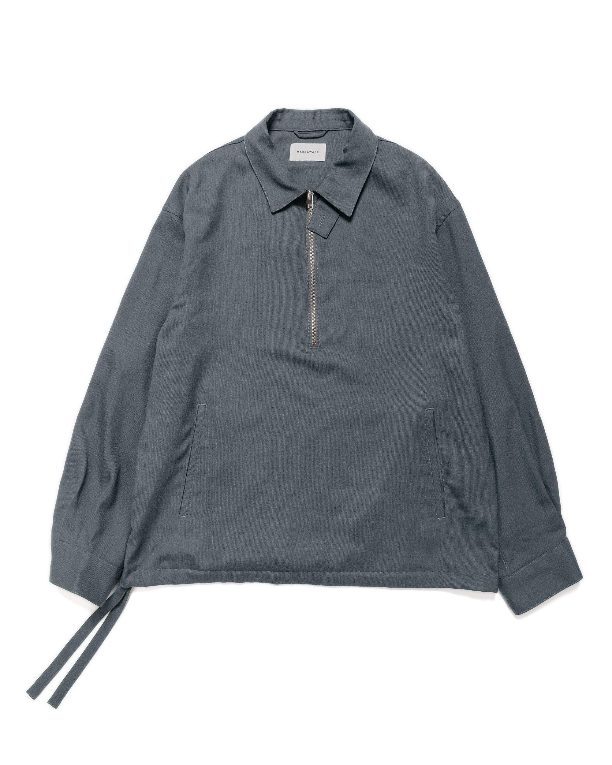 Half Zip Service Jacket 2/80 Organic Wool Viyella Forest Grey