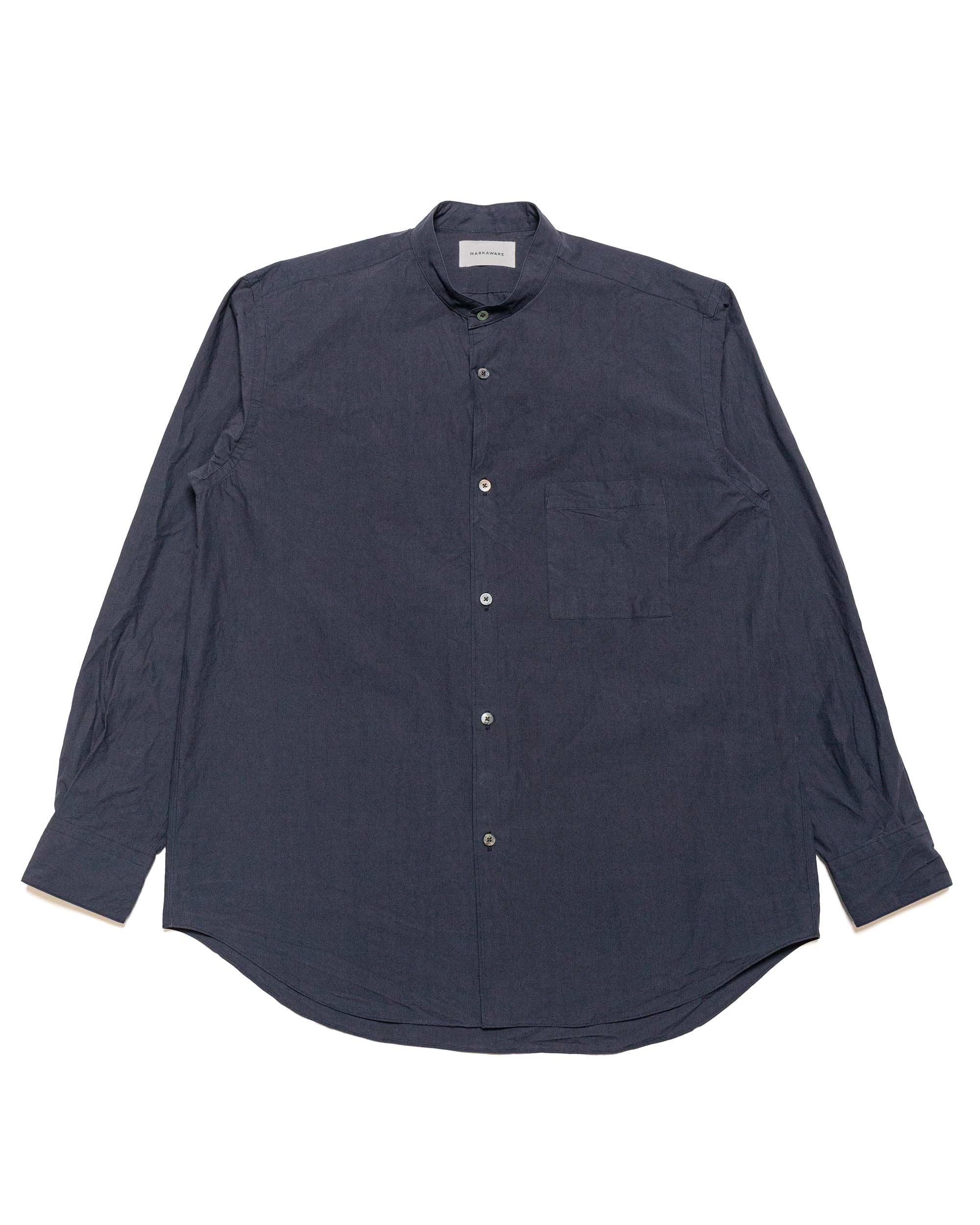 Regular Fit Mao Collar Shirt Ultimatepima 60/1 Typewriter Charcoal