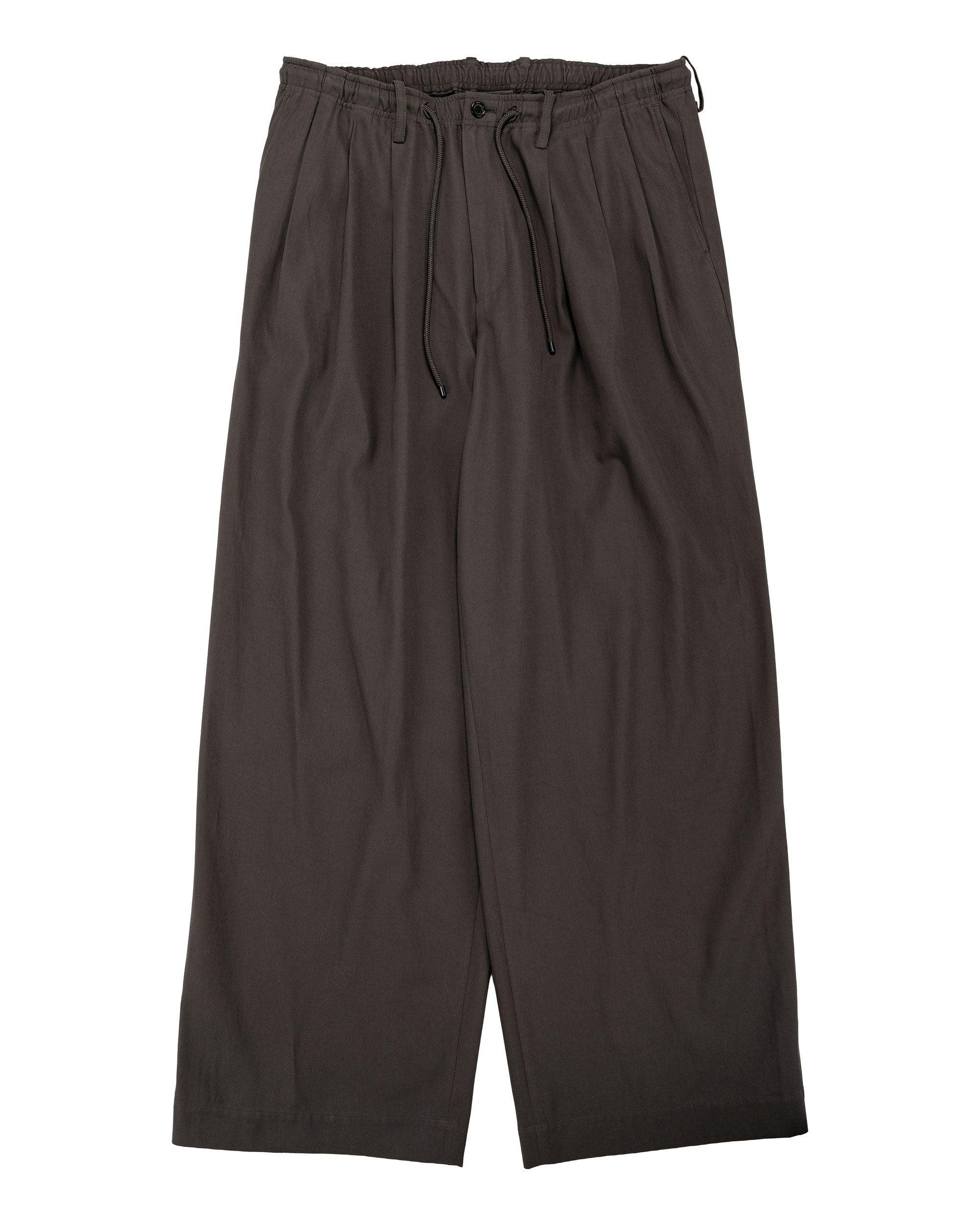 Triple Pleated Easy Trousers Organic Cotton Voile Yarn Twill Charcoal