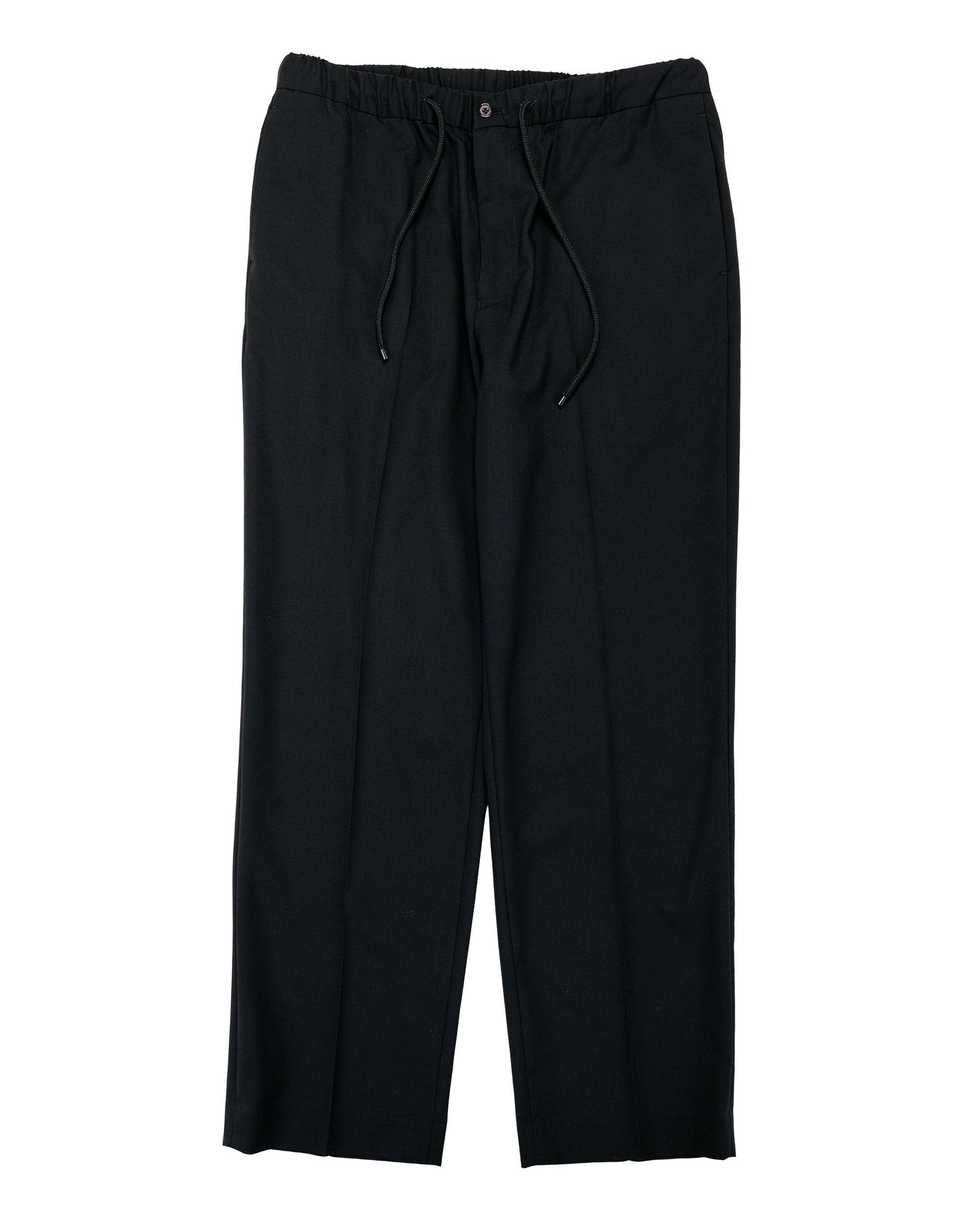 Flat Tapered Easy Trousers Organic Wool 2/80 Tropical Black