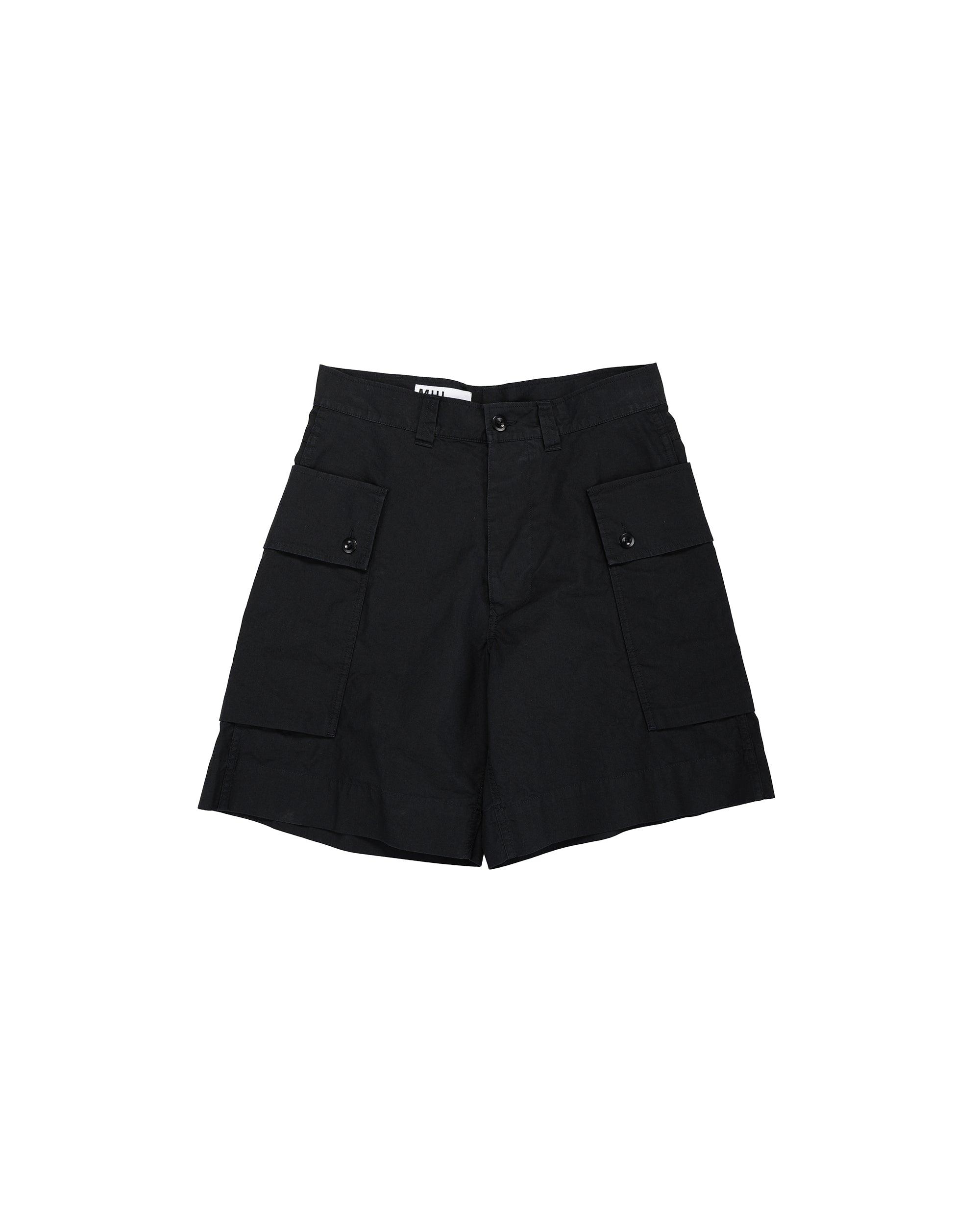 MHL Cargo Pocket Shorts Cotton Nylon Poplin Black