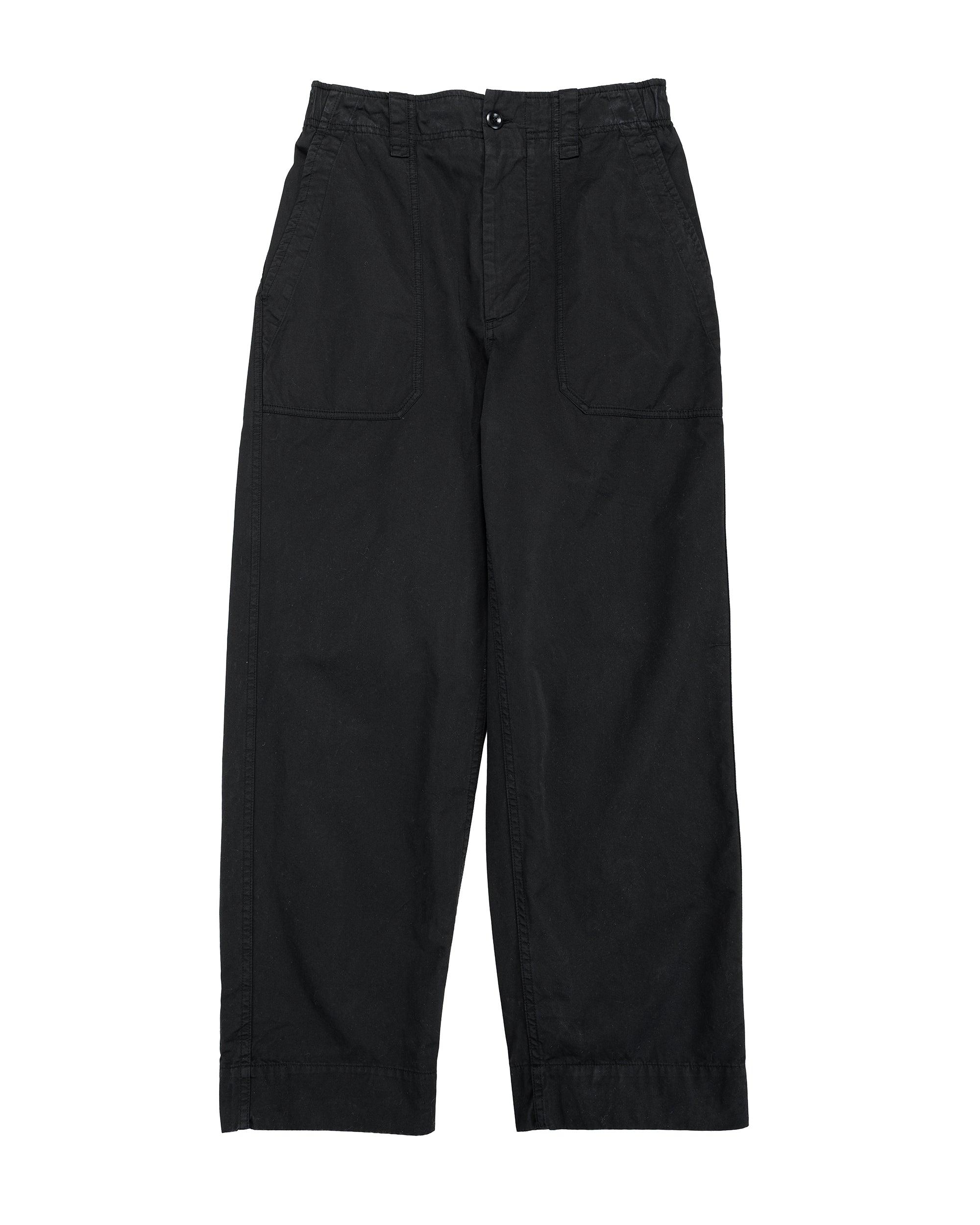 MHL Patch Pocket Utility Trousers Matte Cotton Twill Black