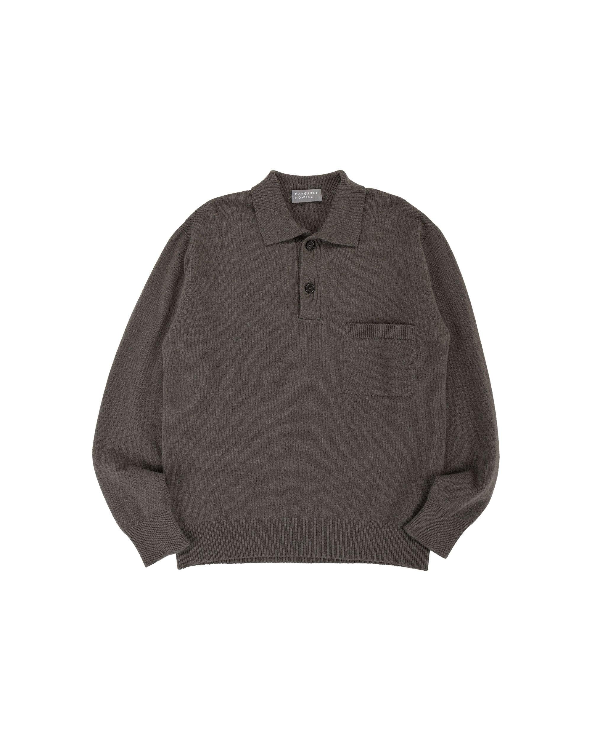 Seamless Pocket Polo Shirt Merino Cashmere Graphite