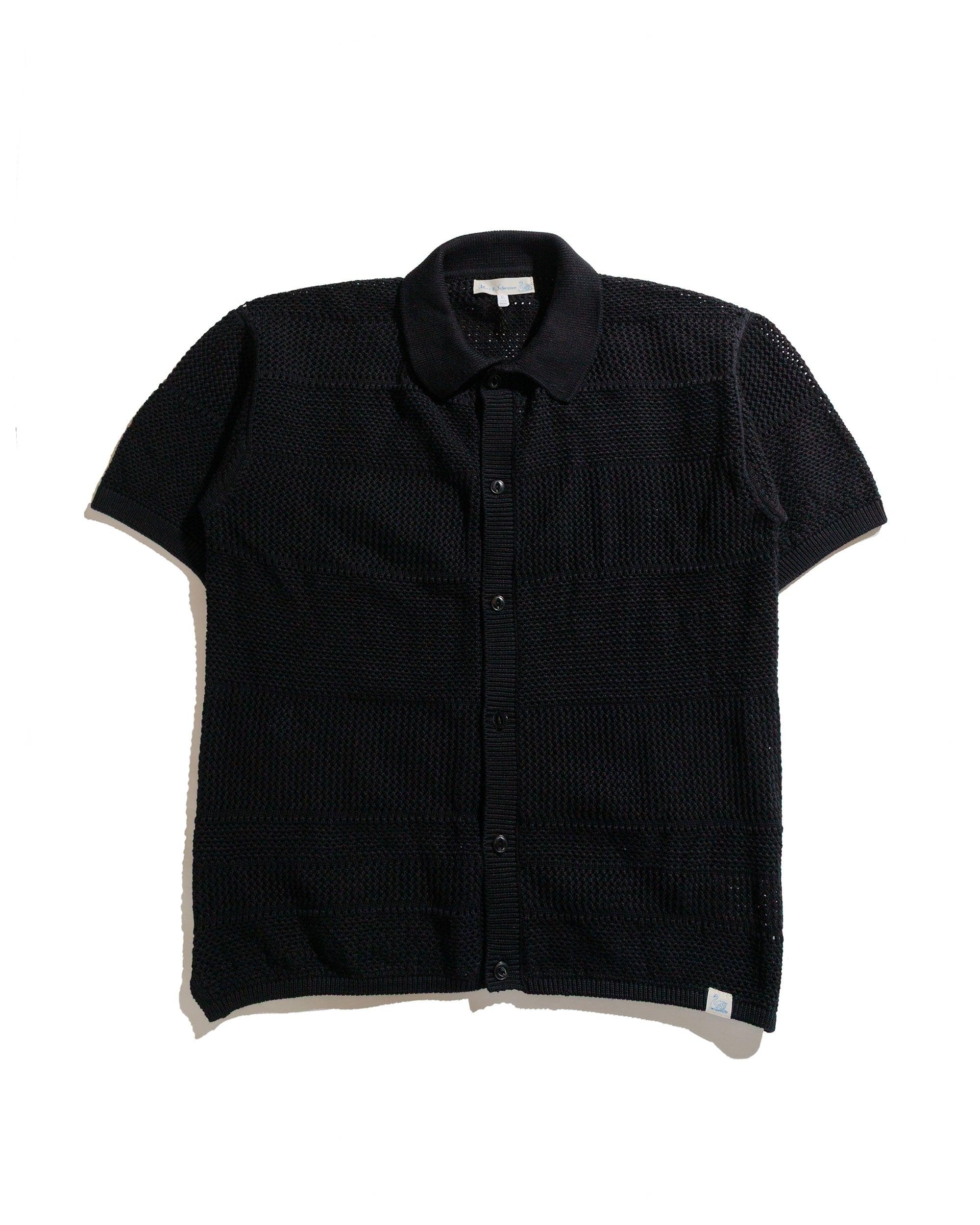KNITSHIRT01 Crochet Shirt Deep Black