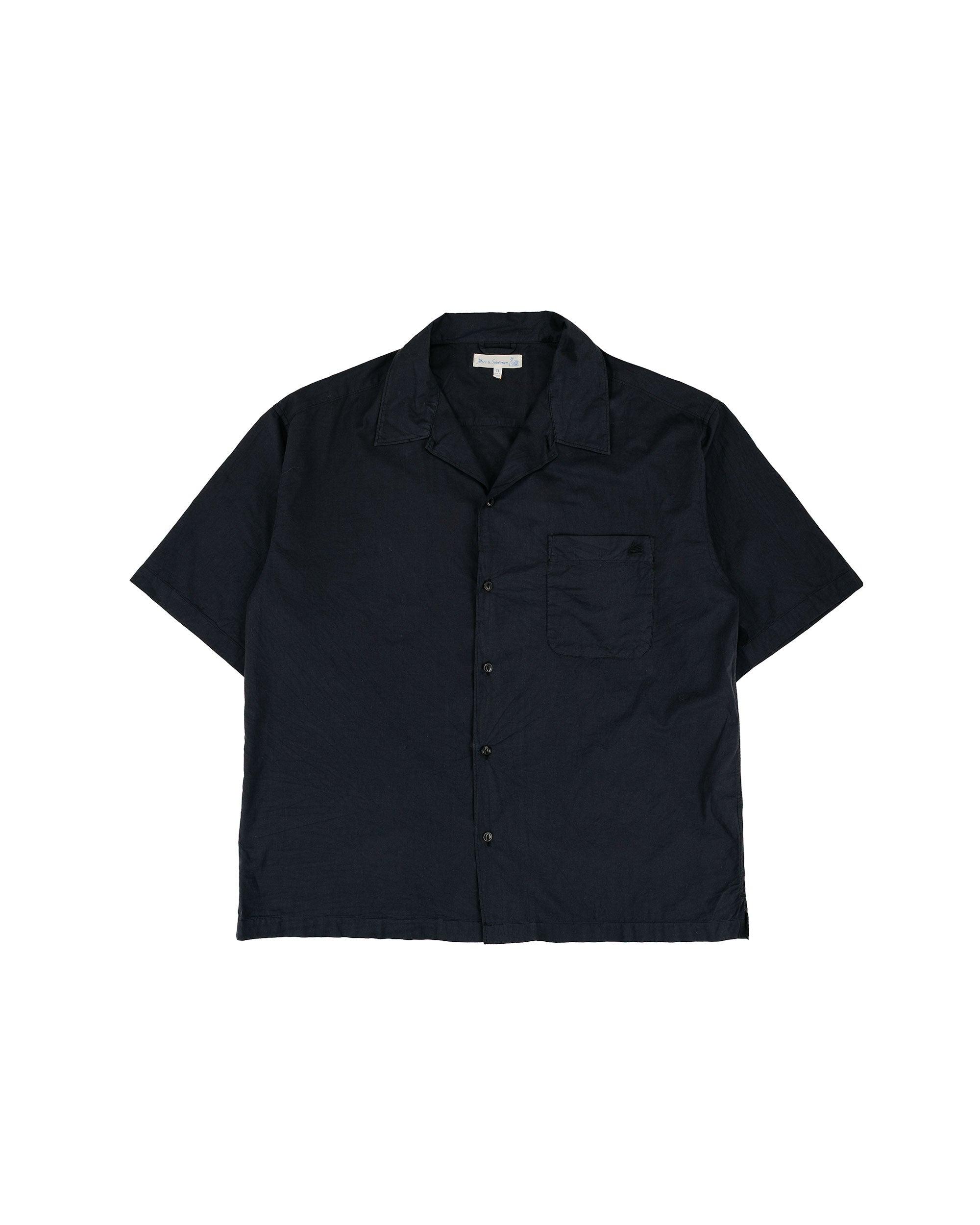 SHIRT09LP Unisex Short Sleeve Cotton Poplin Shirt Deep Black