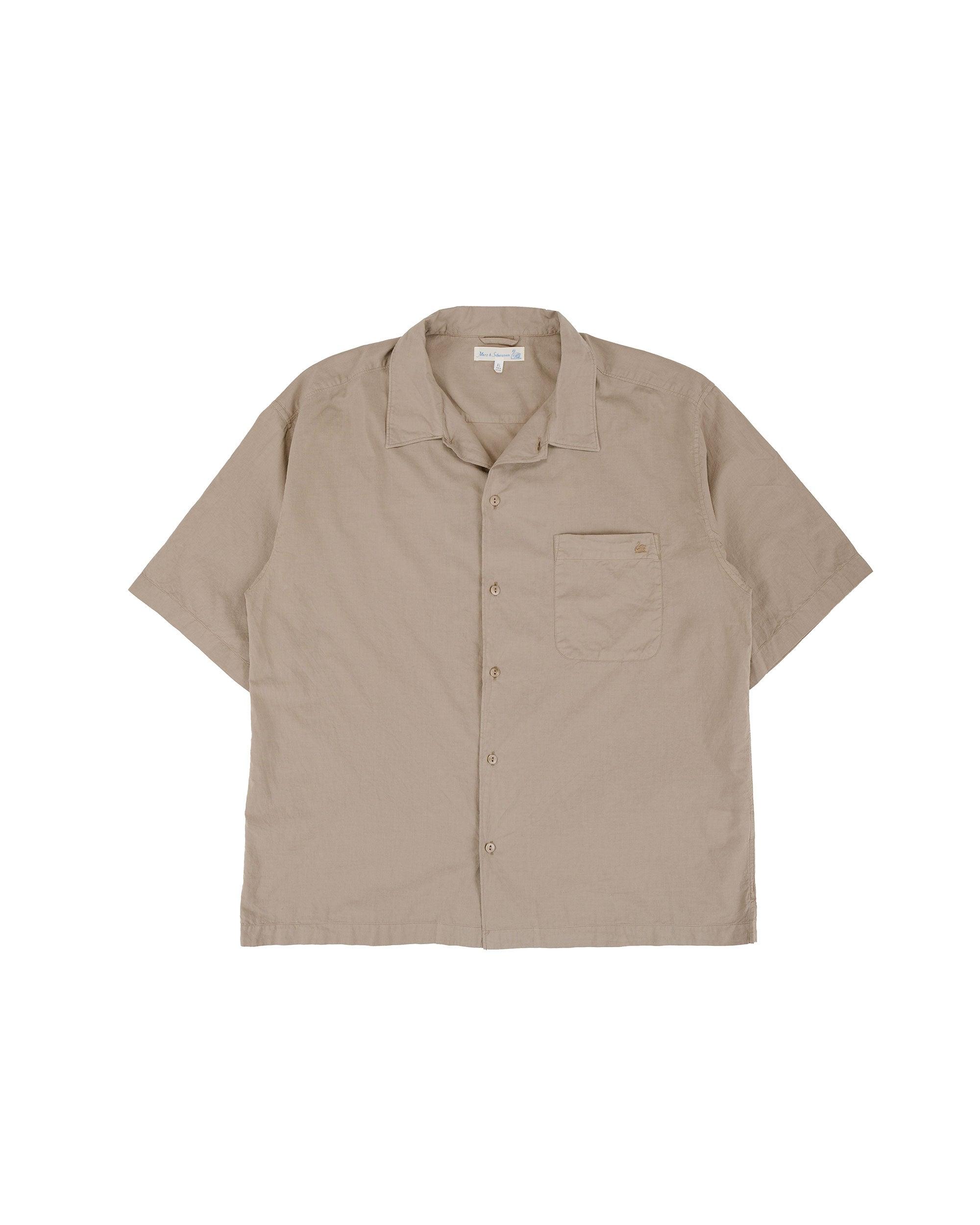 SHIRT09LP Unisex Short Sleeve Cotton Poplin Shirt Faded Grain