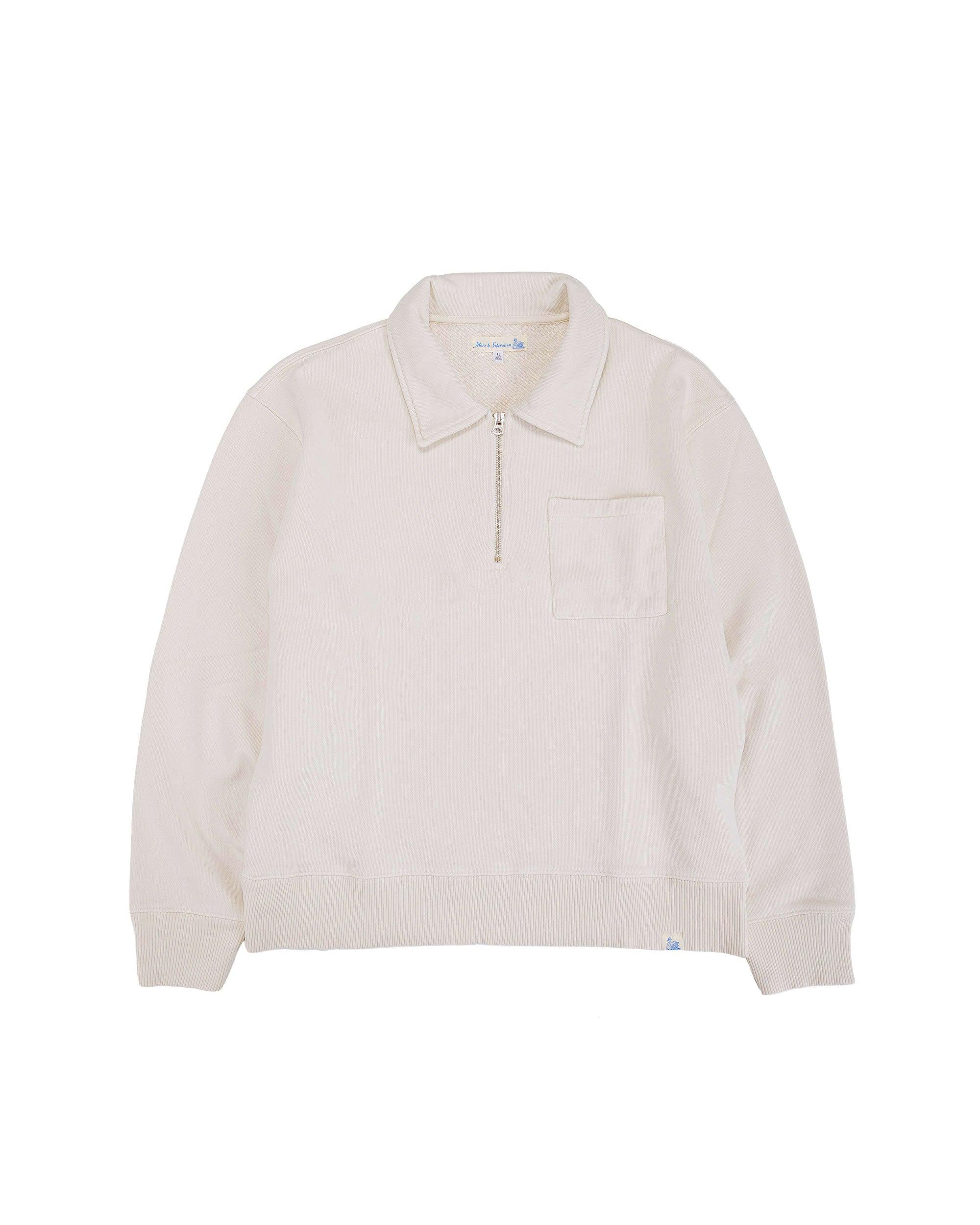 ZIP03 Authentic Fleece Polo Collared Half-Zip Cotton Sweatshirt Nature